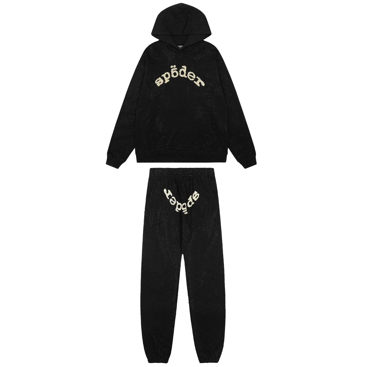 Sp5der Red Perforated Fabric Texture Arched Embroidered Logo Tracksuit