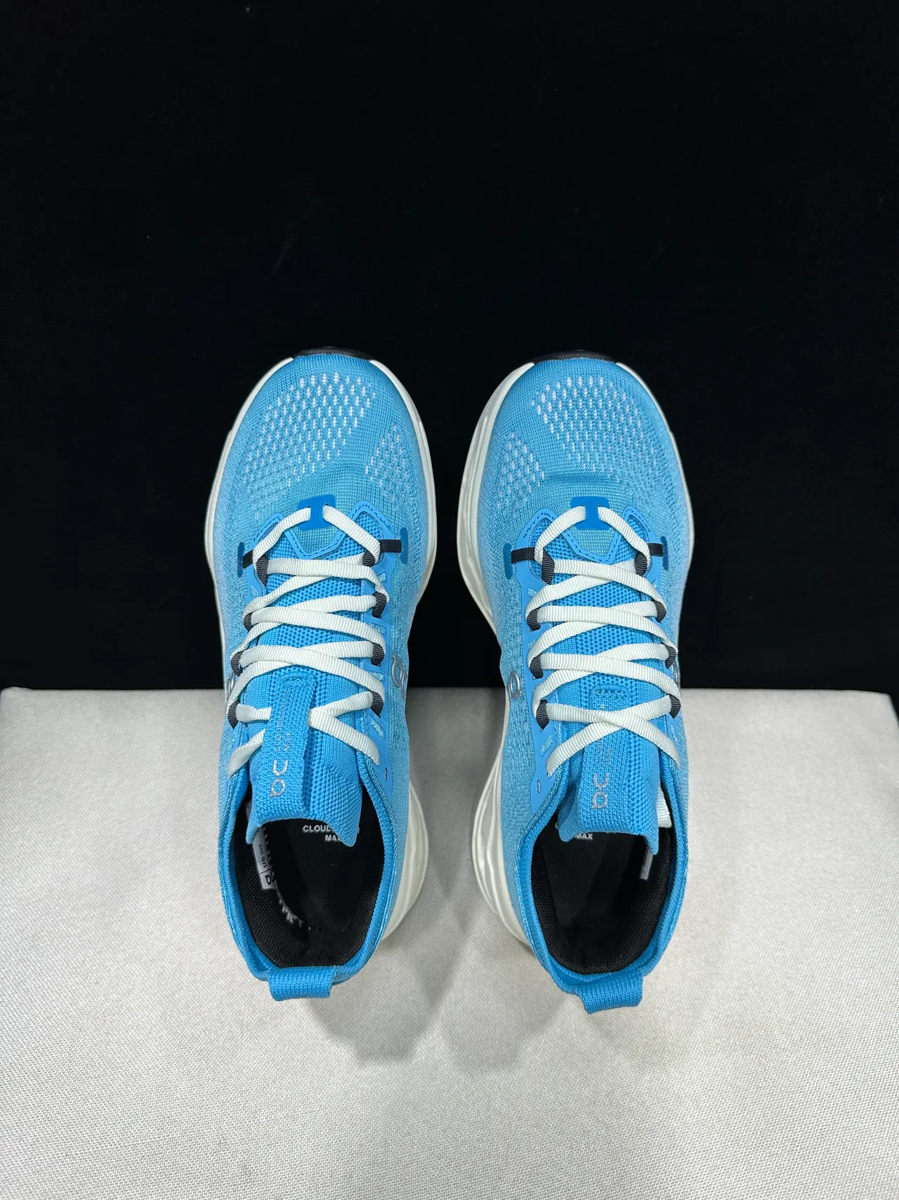 On Blue White Engineered Knit Upper CloudTec Phase Midsole Running Shoes