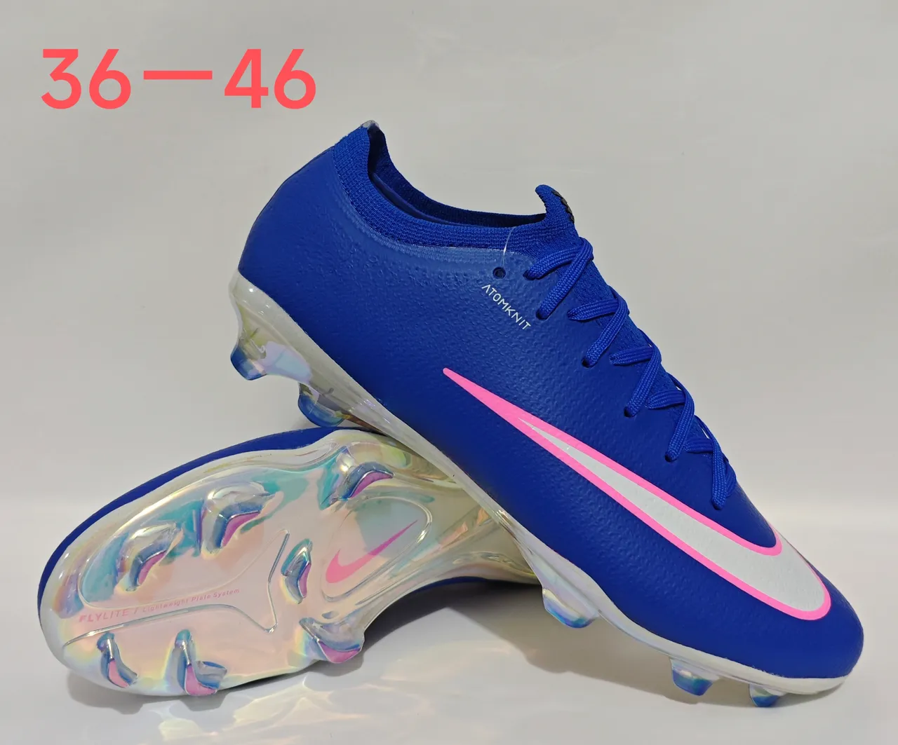 Nike Phantom GT Atomknit Blue Pink Iridescent Firm-Ground Soccer Shoes