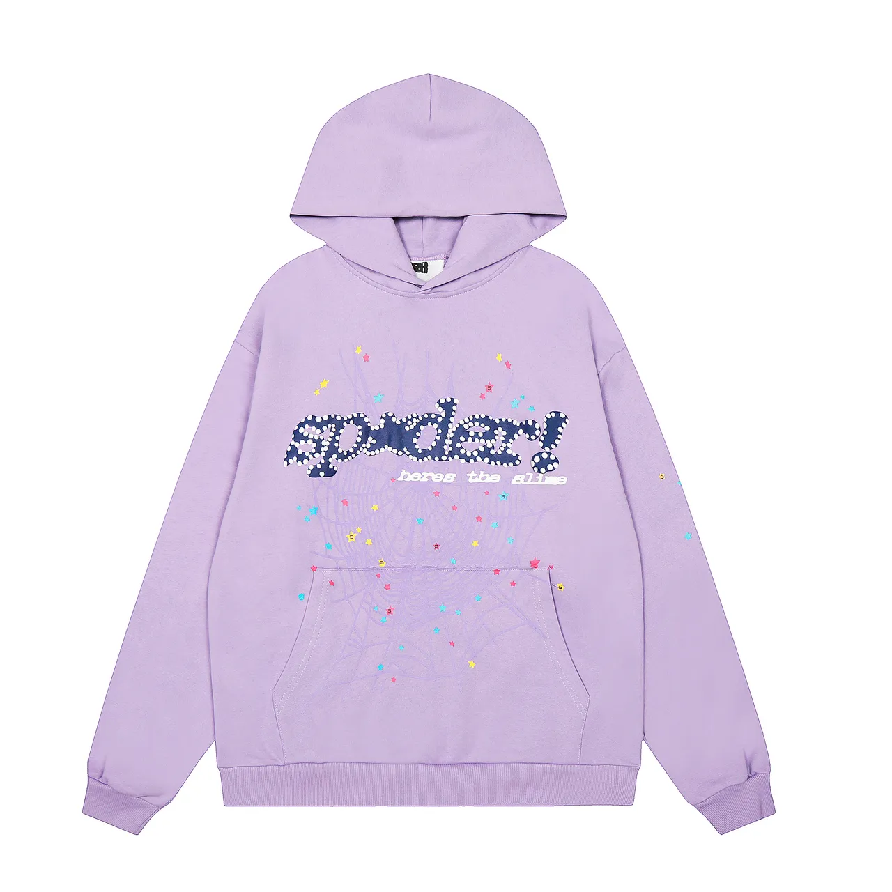 Sp5der Spider! Here's The Slime Blue Multicolor Oversized Fit Graphic-Print Tracksuit