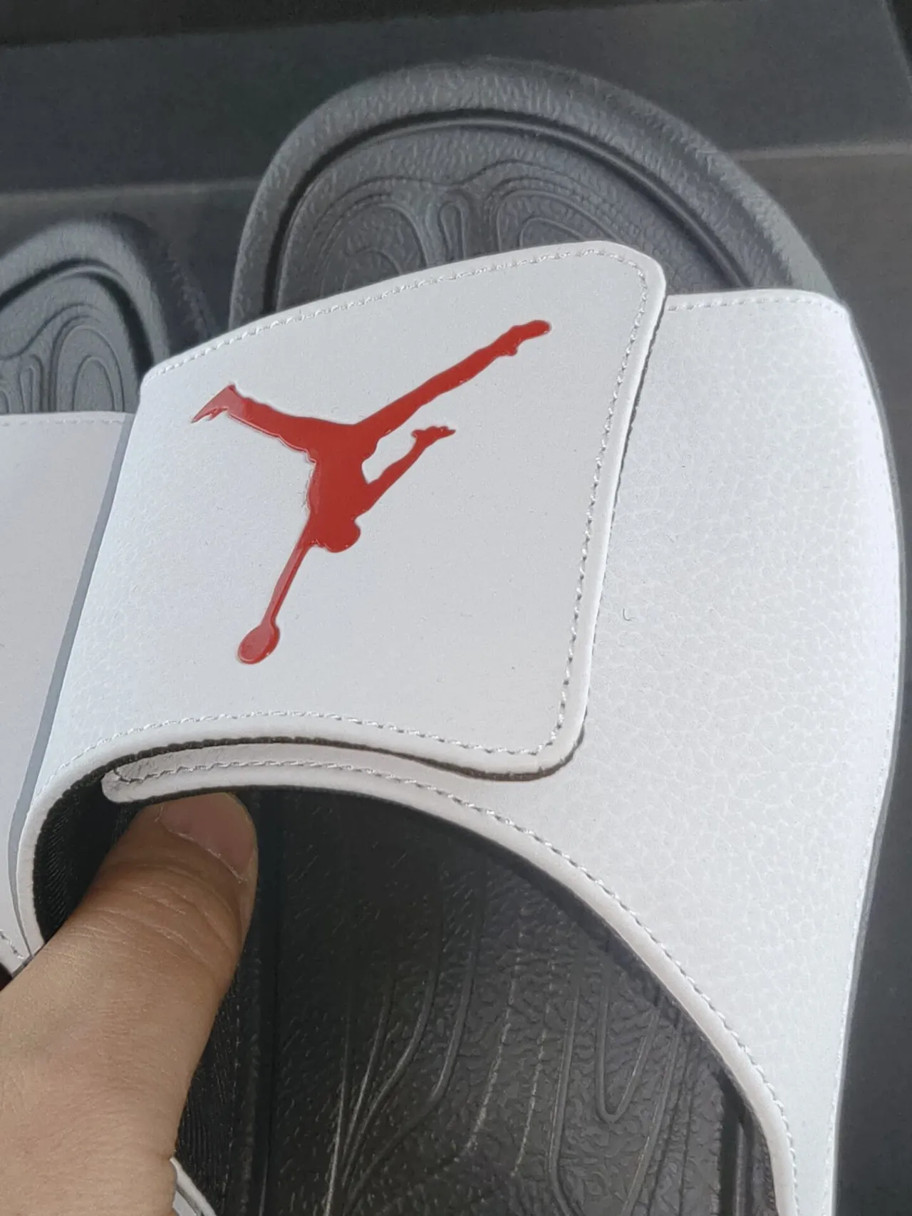 Air Jordan Slide White Black Molded Rubber Sole Textured Outsole Slippers