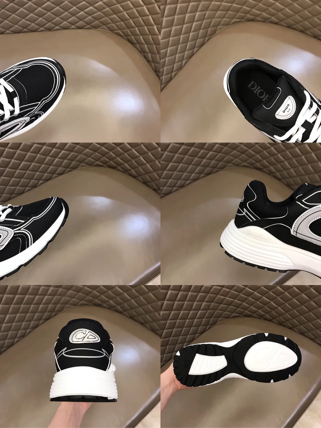 Dior B23 Oversized Logo Black and White Chunky Sneakers