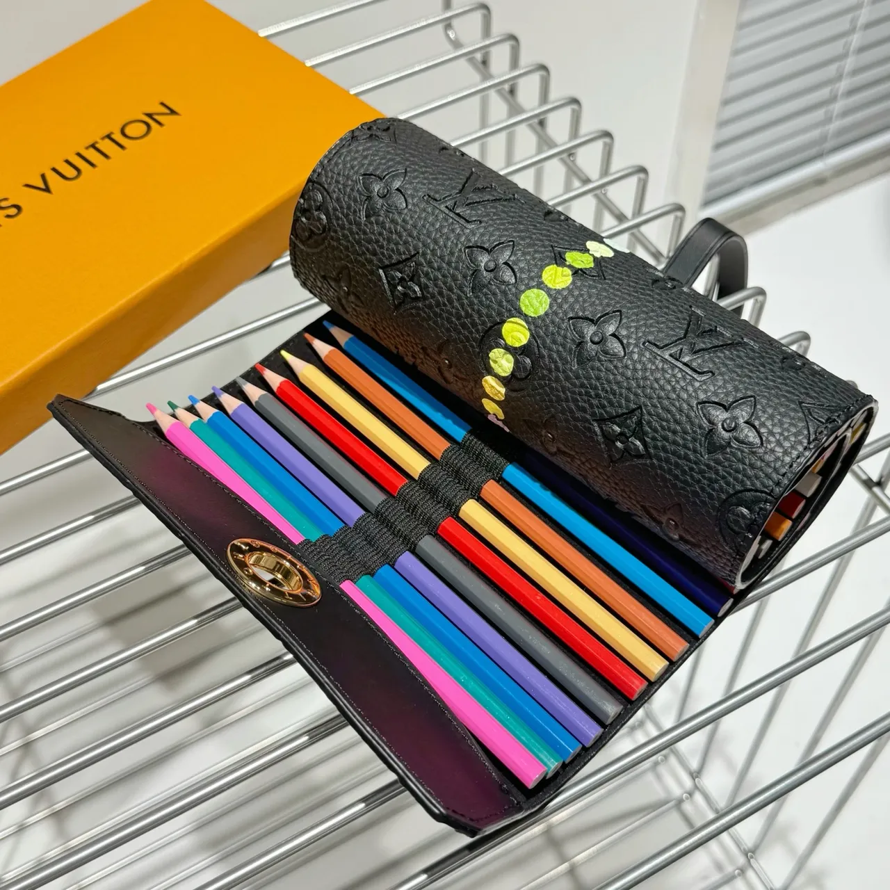 Louis Vuitton Monogram Leather Roll Clutch Handbag