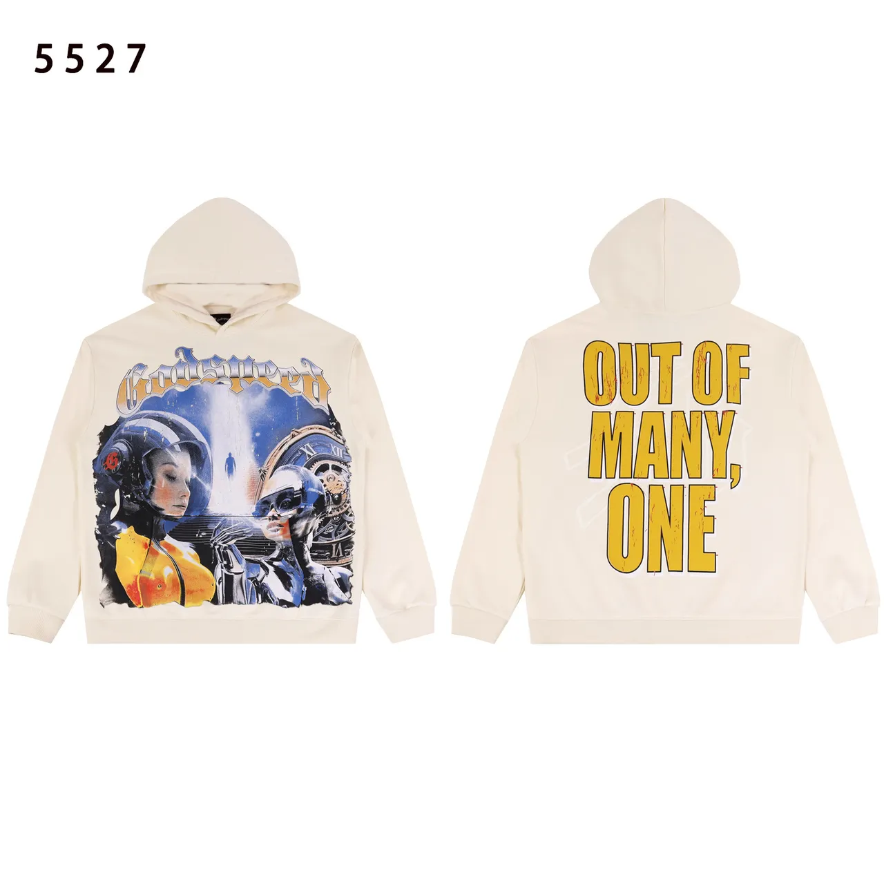 Godspeed Out of Many, One Distressed Graphic Hoodie
