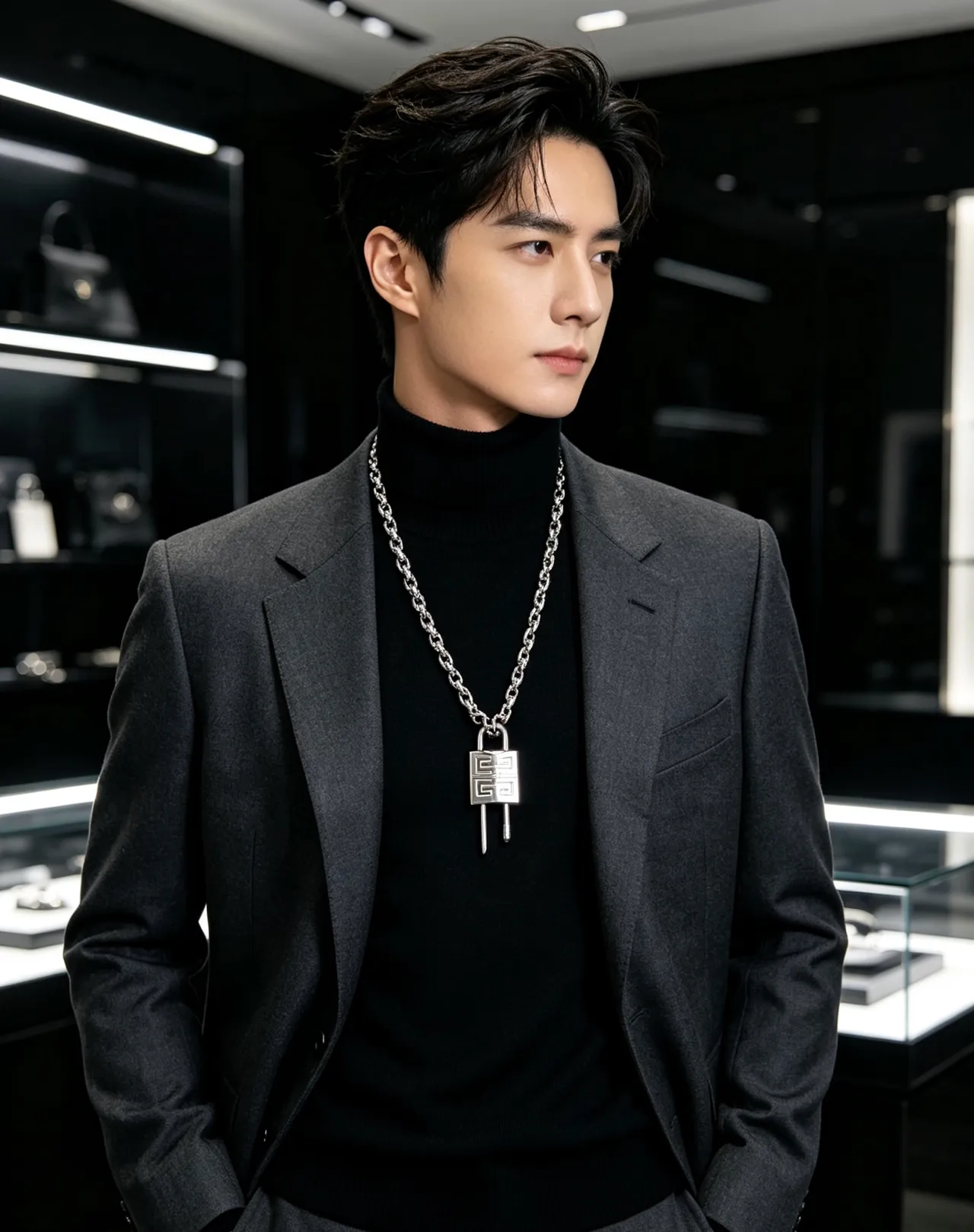 Givenchy Pandora Lock Silver-Toned Padlock Pendant Necklace