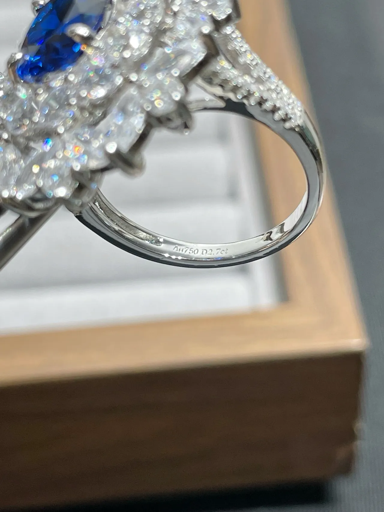 Oval Blue Gem Halo Stud Earrings