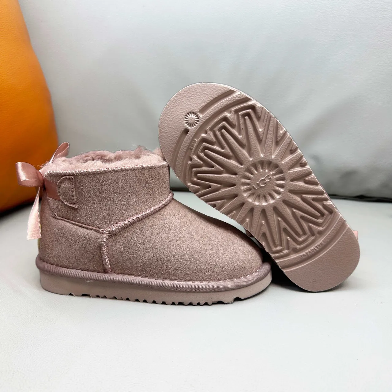 UGG Classic Mini Tan Suede Shearling-Lined Snow Boots