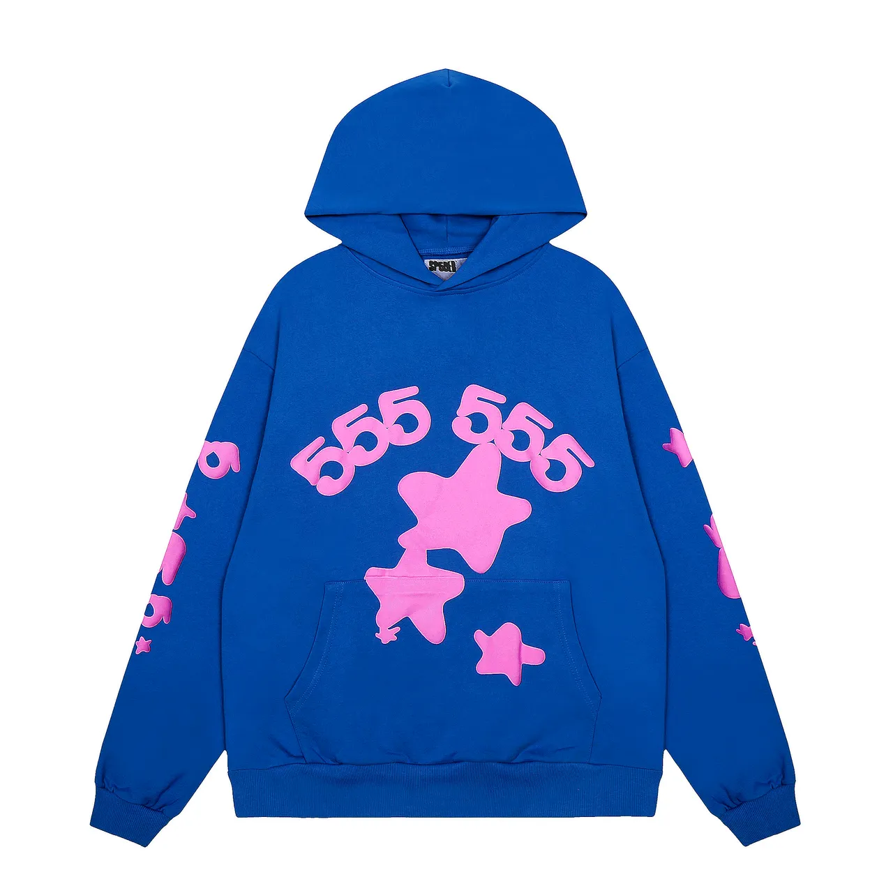 Blue Pink Oversized Hoodie Graphic-Print Joggers Tracksuit