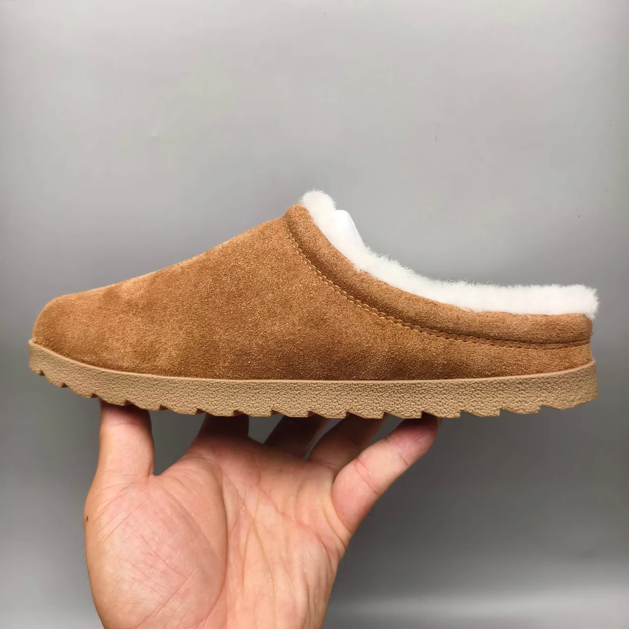 Alo Suede Shearling-Lined Open-Back Slippers