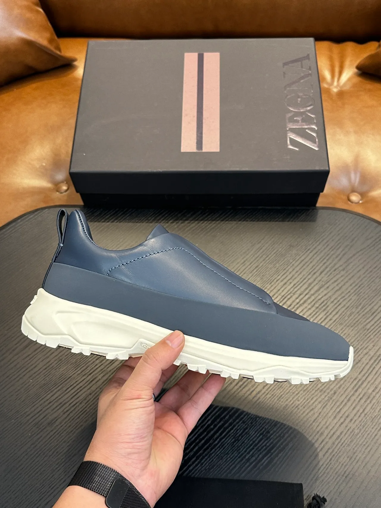Zegna Slip-On Leather Lifestyle Sneaker