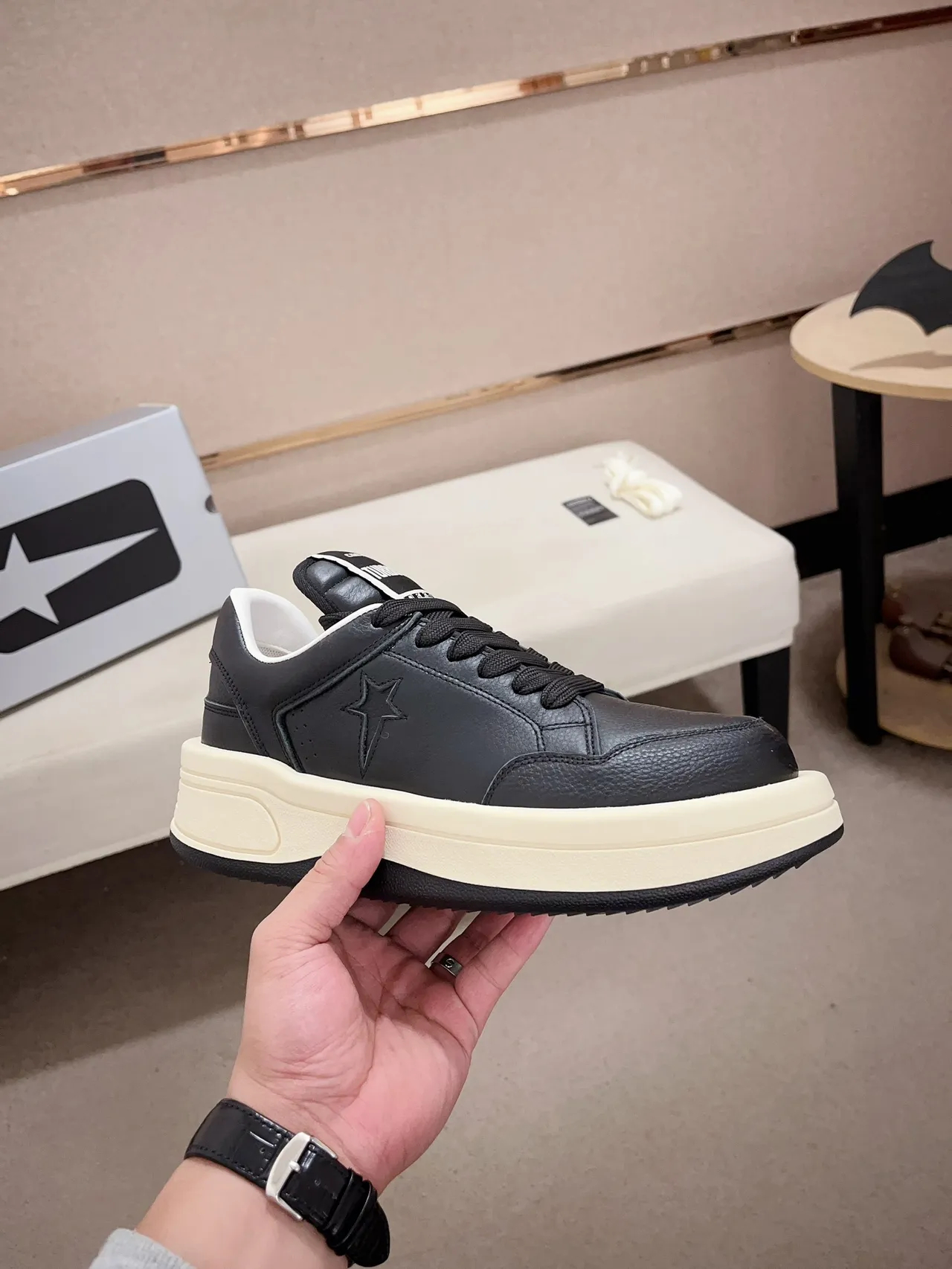 Converse One Star Platform Black and Cream Lifestyle Sneakers