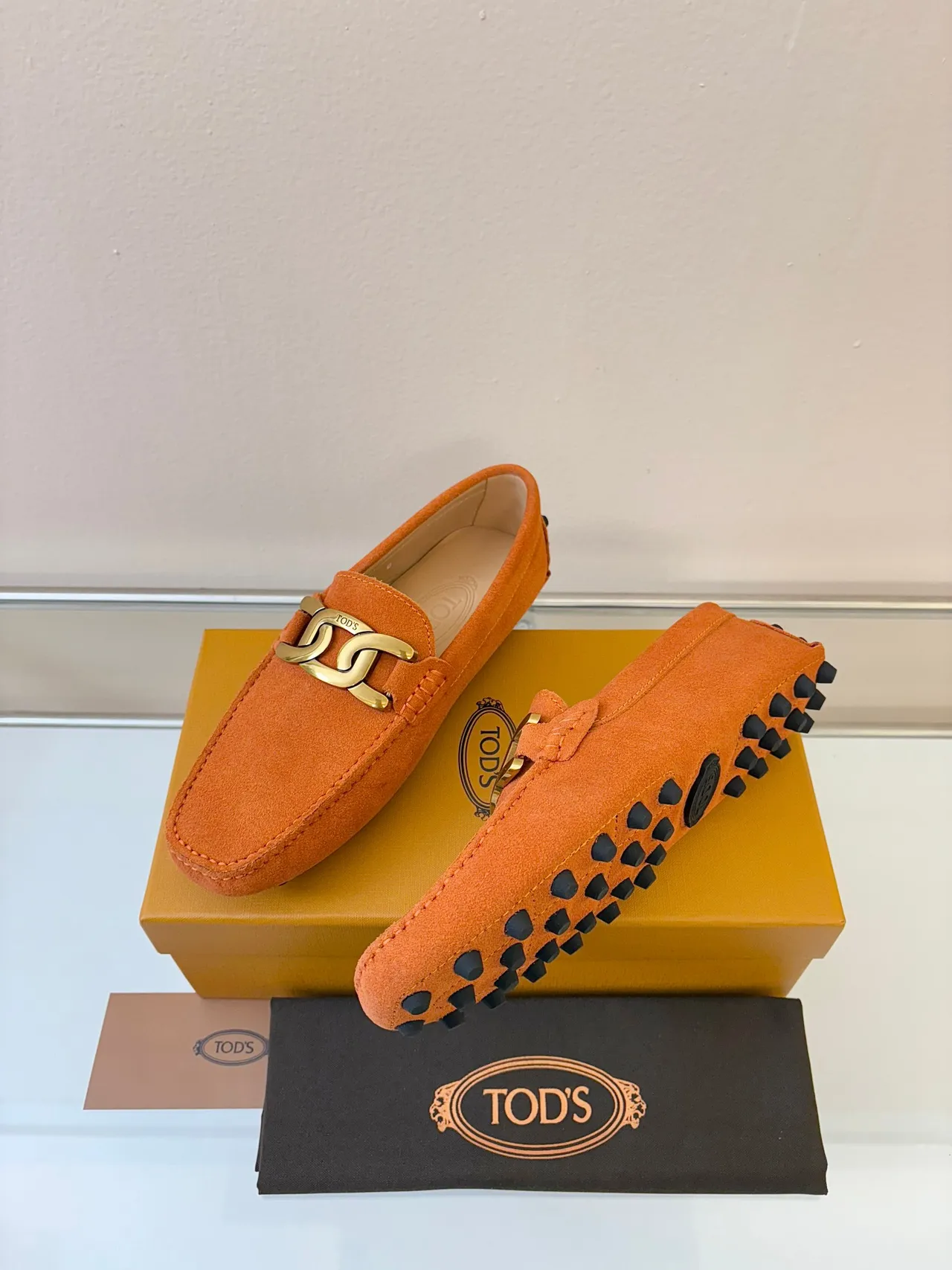 Tod's Gommino Loafer Orange Suede Horsebit Loafers
