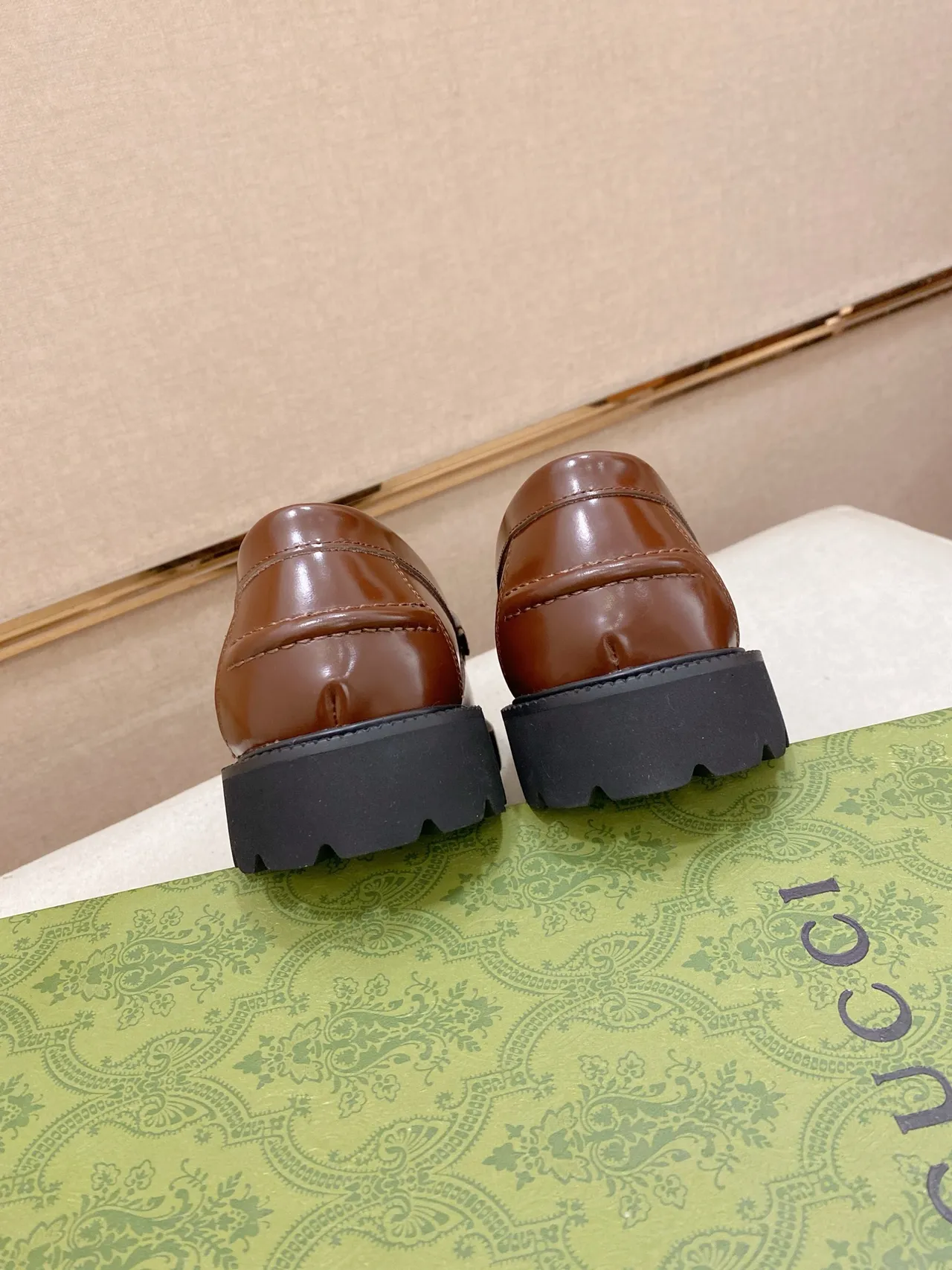 Gucci Horsebit 1955 Brown Black Buckle Embossed GG Leather Loafer