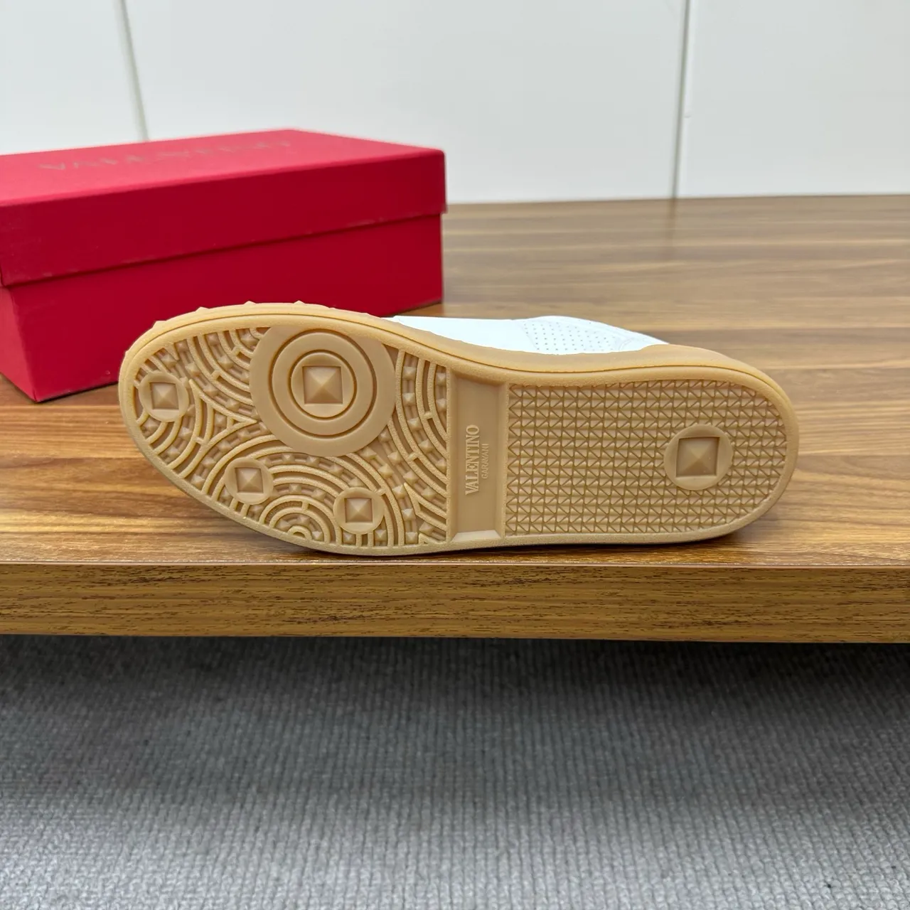 Valentino Rockstud Perforated Leather White and Gum Lifestyle Sneakers