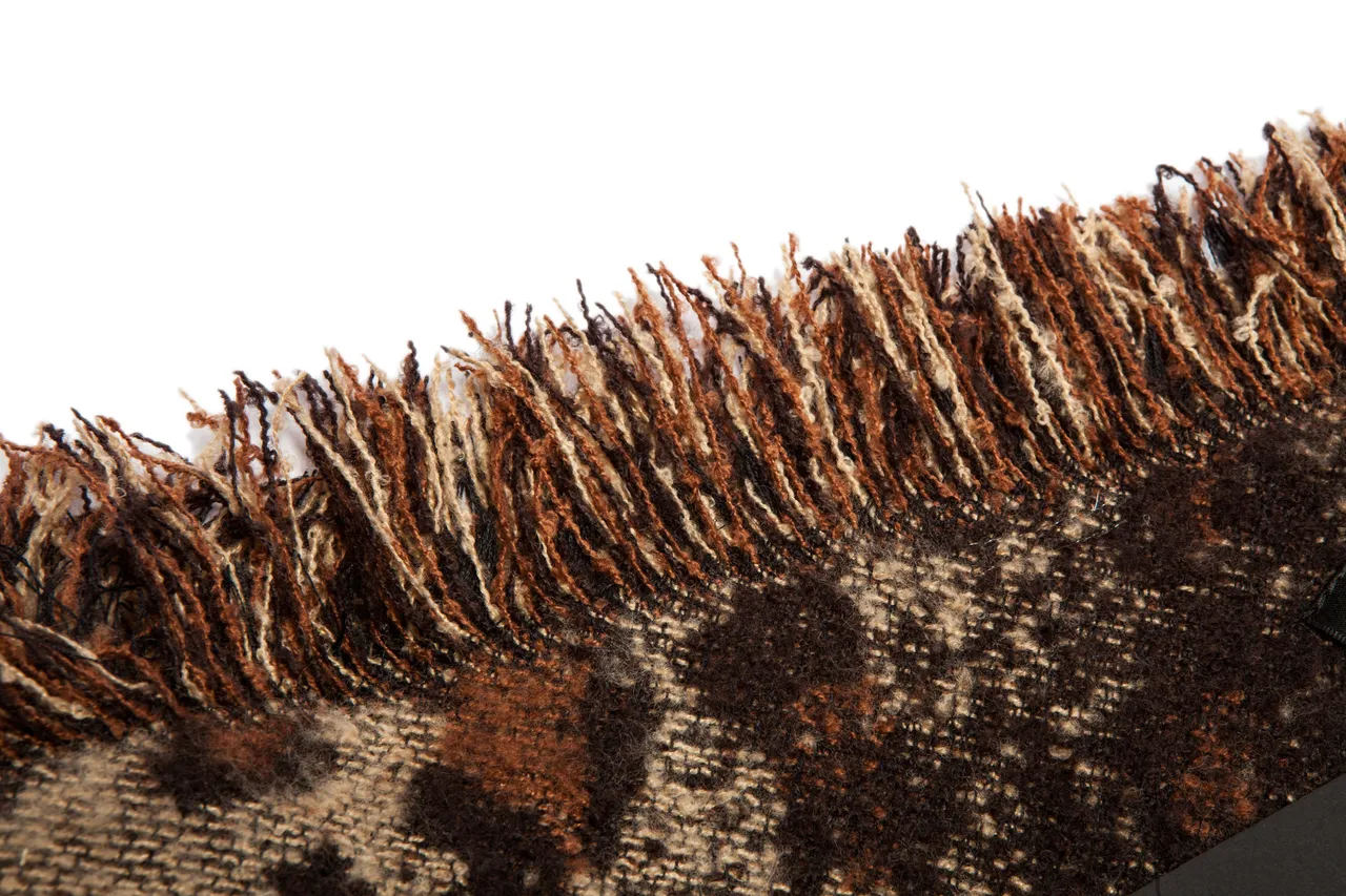 Beige Brown Knitted Leopard Print Scarve