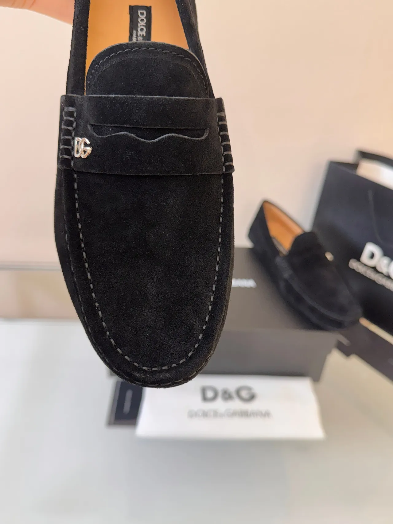 Dolce & Gabbana DG Logo Suede Penny Loafer