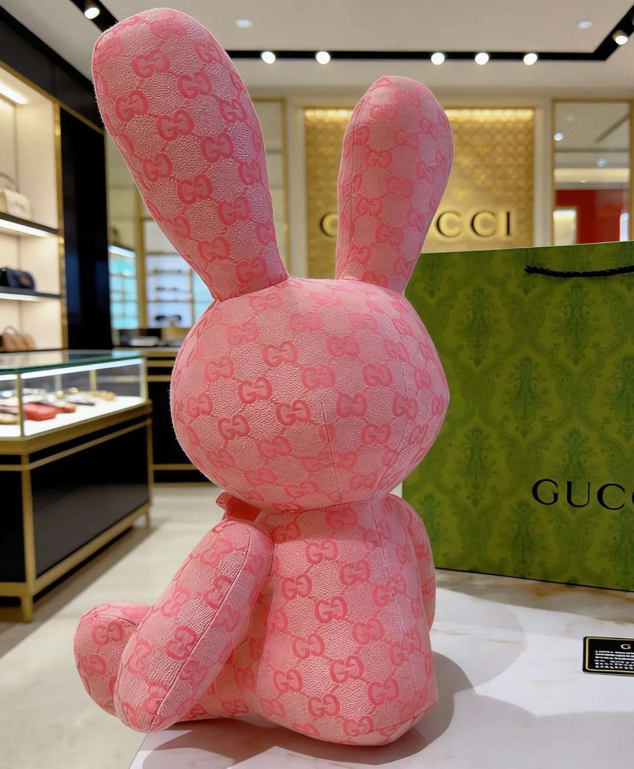 Gucci Pink Plush Monogrammed Handbag