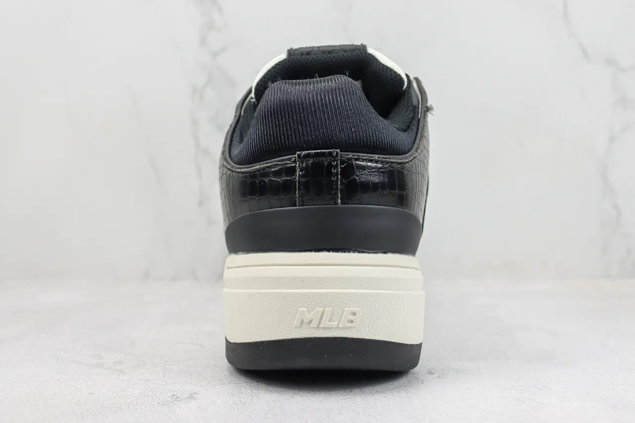 Mitchell & Ness Black Gold Crocodile-Embossed Leather White Side Panel Chunky Sneakers