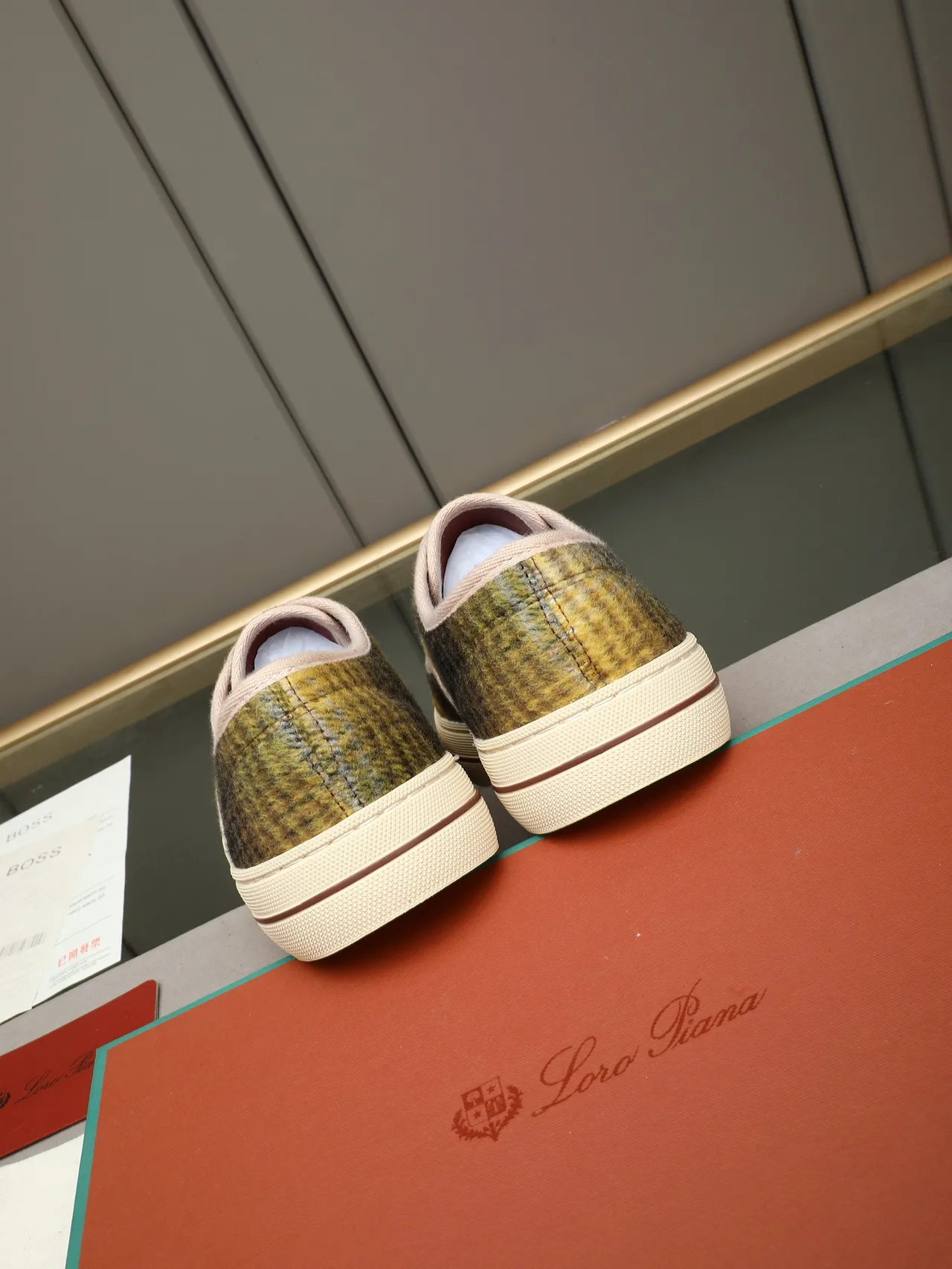 Loro Piana Plaid Wool Low-Top Sneaker