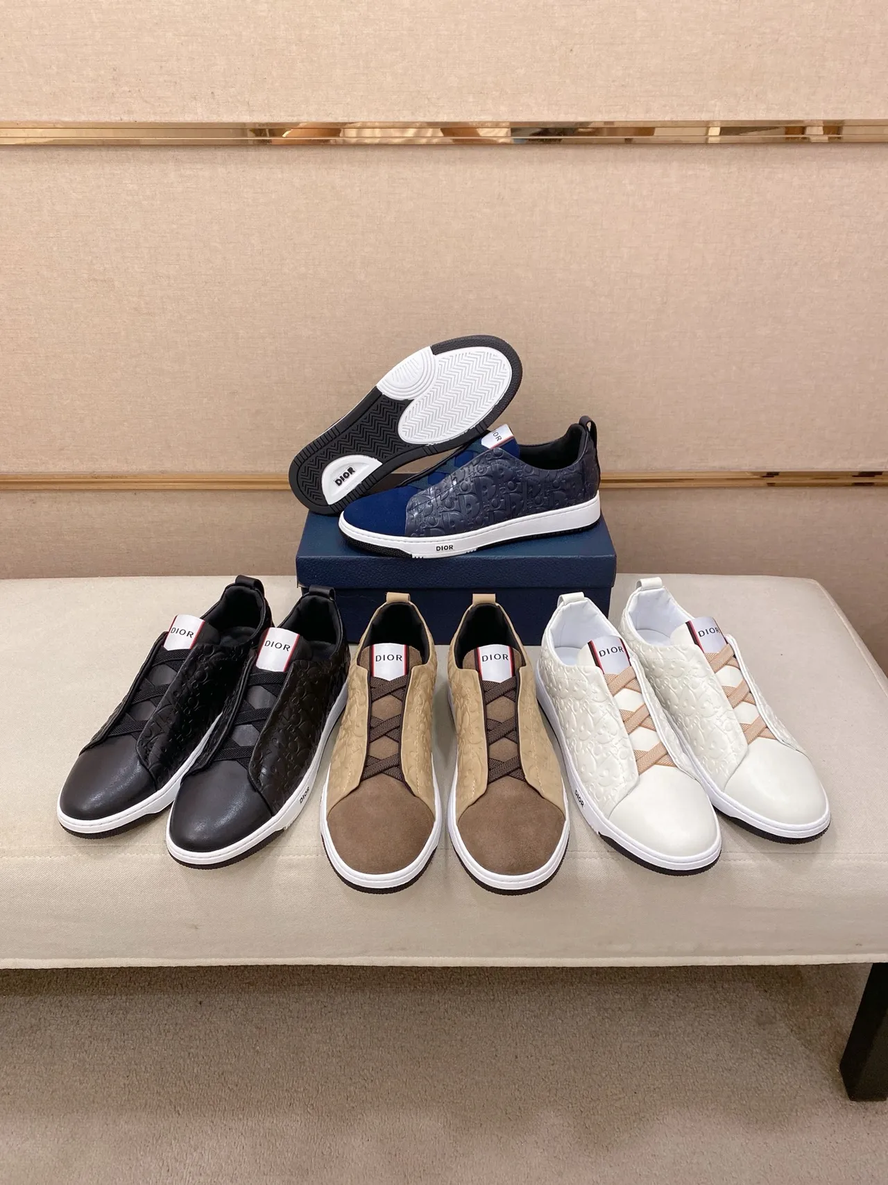 Dior B23 Monogram Slip-On Black and White Lifestyle Sneakers