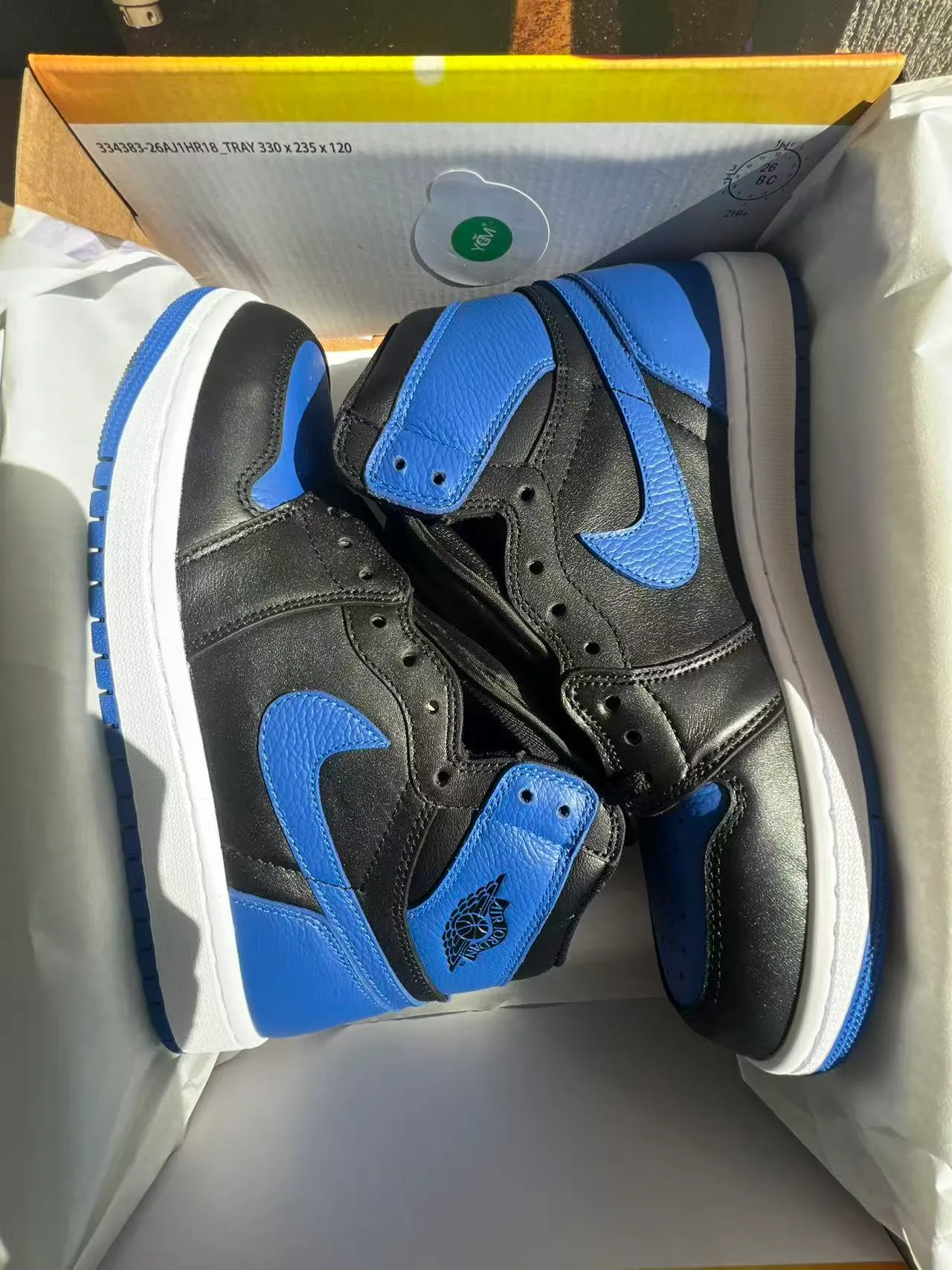 Air Jordan 1 Black Royal Blue Leather Basketball Shoes