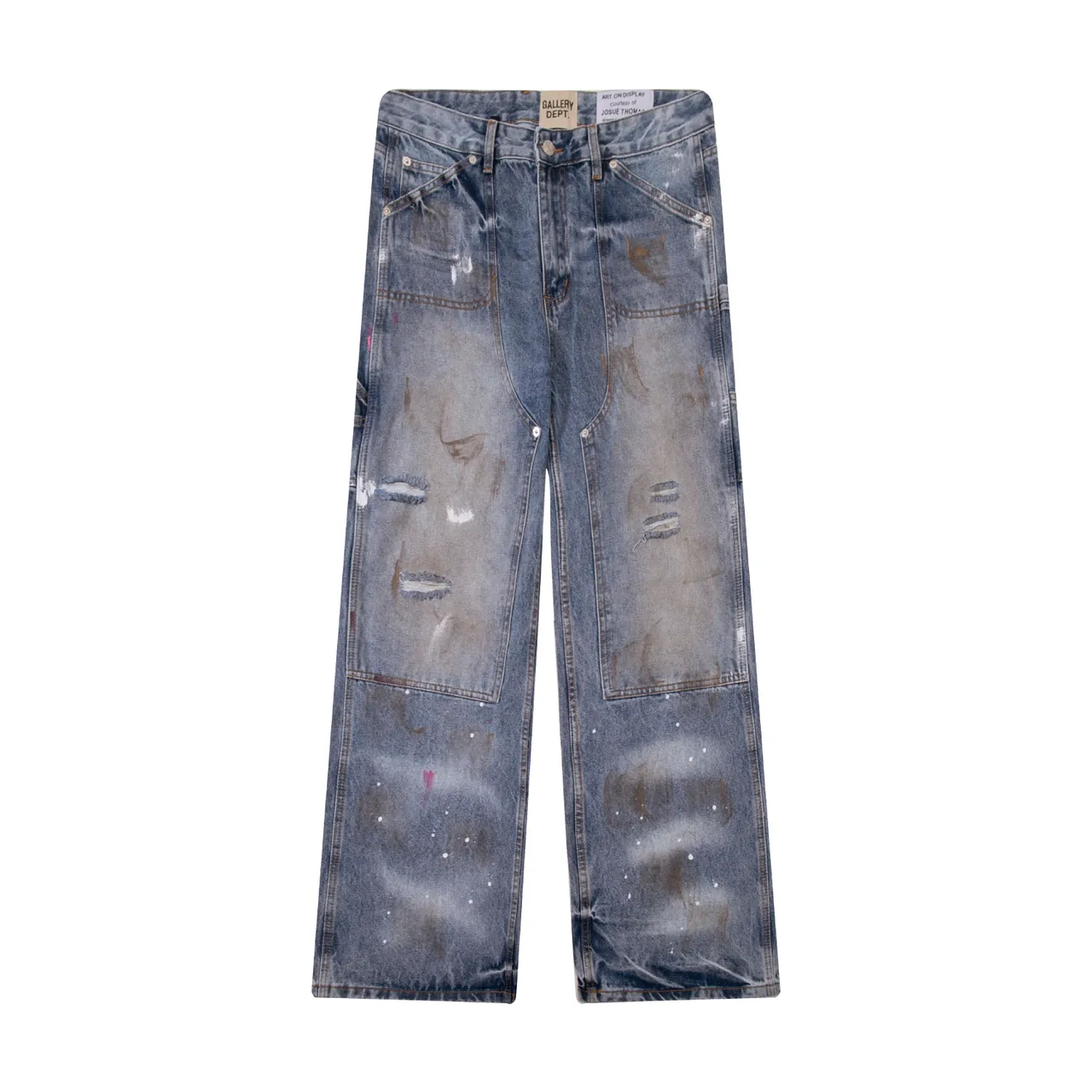 Gallery Dept Distressed Paint-Splattered Wide-Leg Jeans