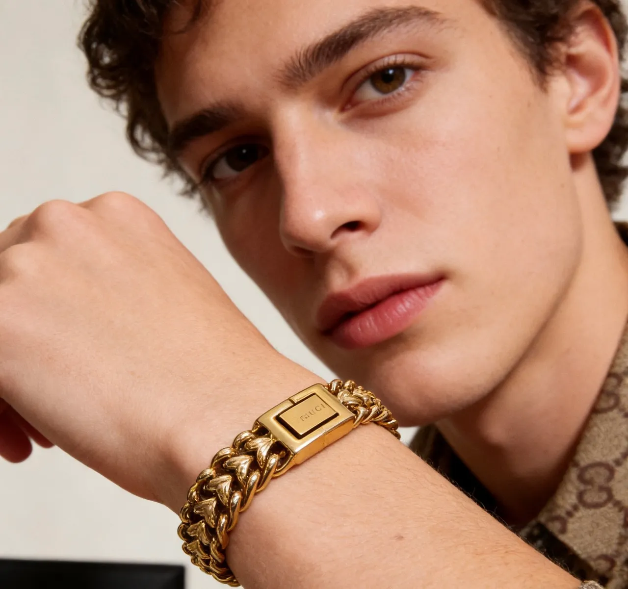 Gucci Braided Curb Chain Gold-Tone Bracelet