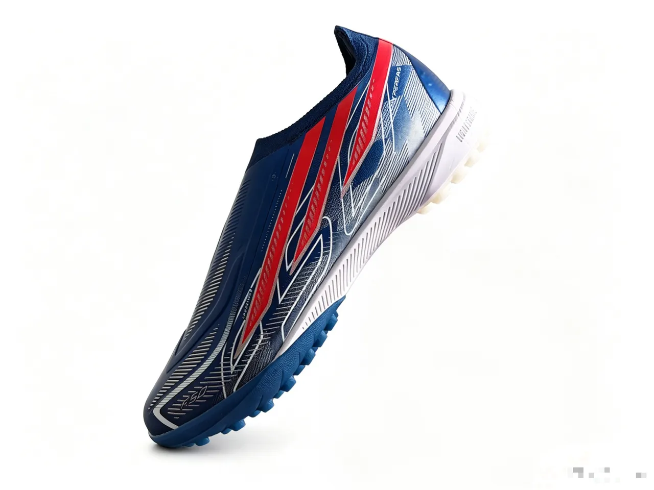 Adidas Blue Red Sock-Fit Upper Conical Studs Turf Soccer Shoes
