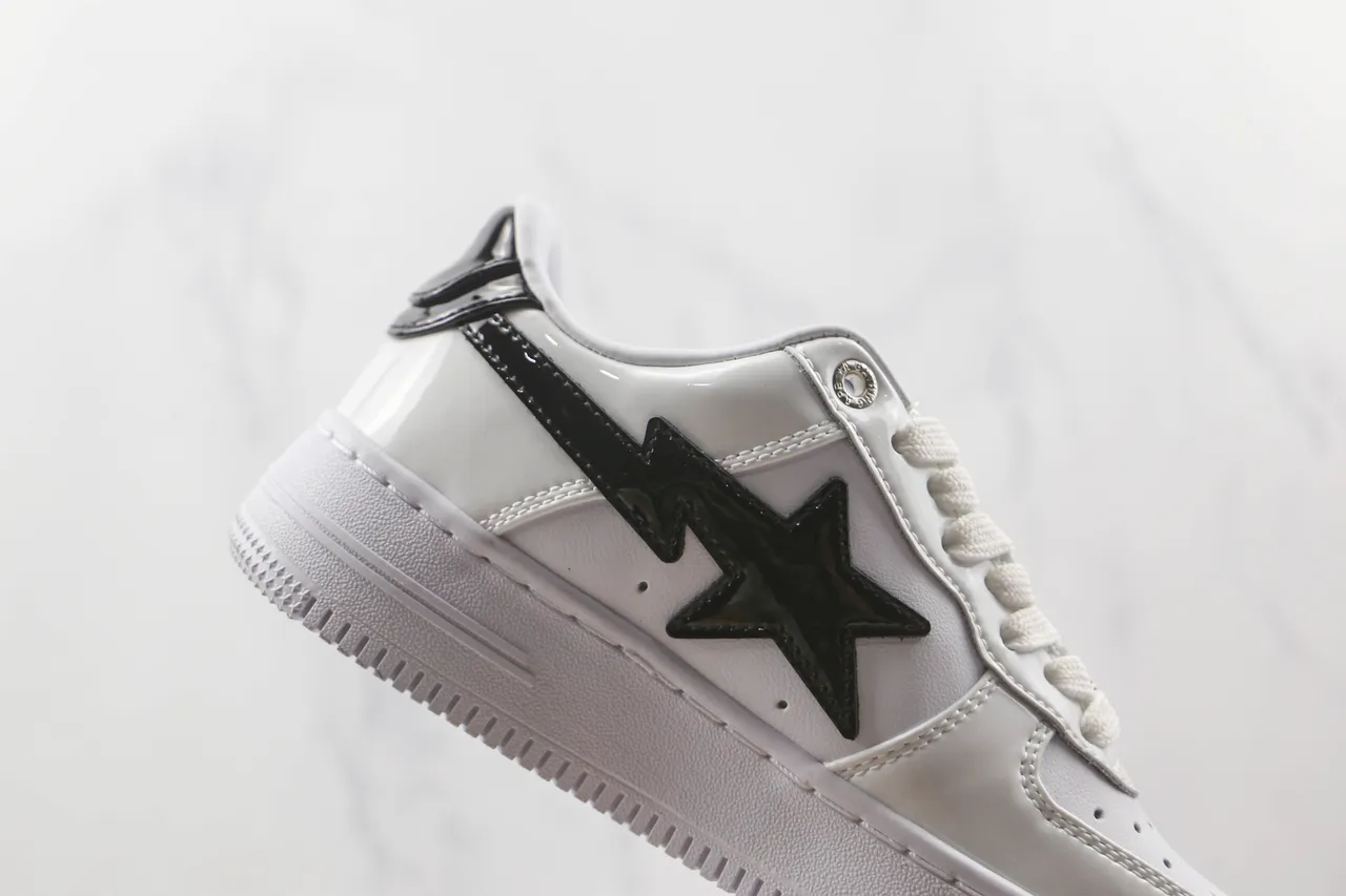 A Bathing Ape BAPE STA White Black Star Lightning Lifestyle Sneakers