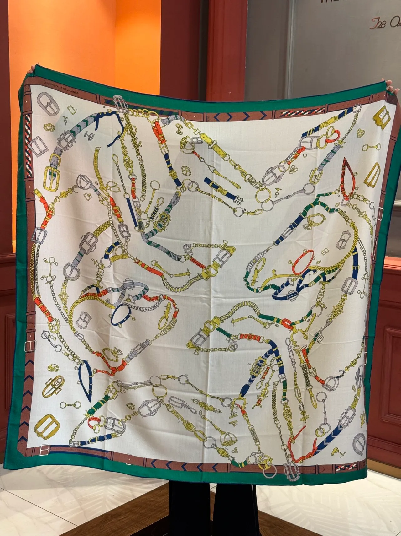 Hermès Les Déchaînés Multicolor Equestrian Hardware Silk Scarf
