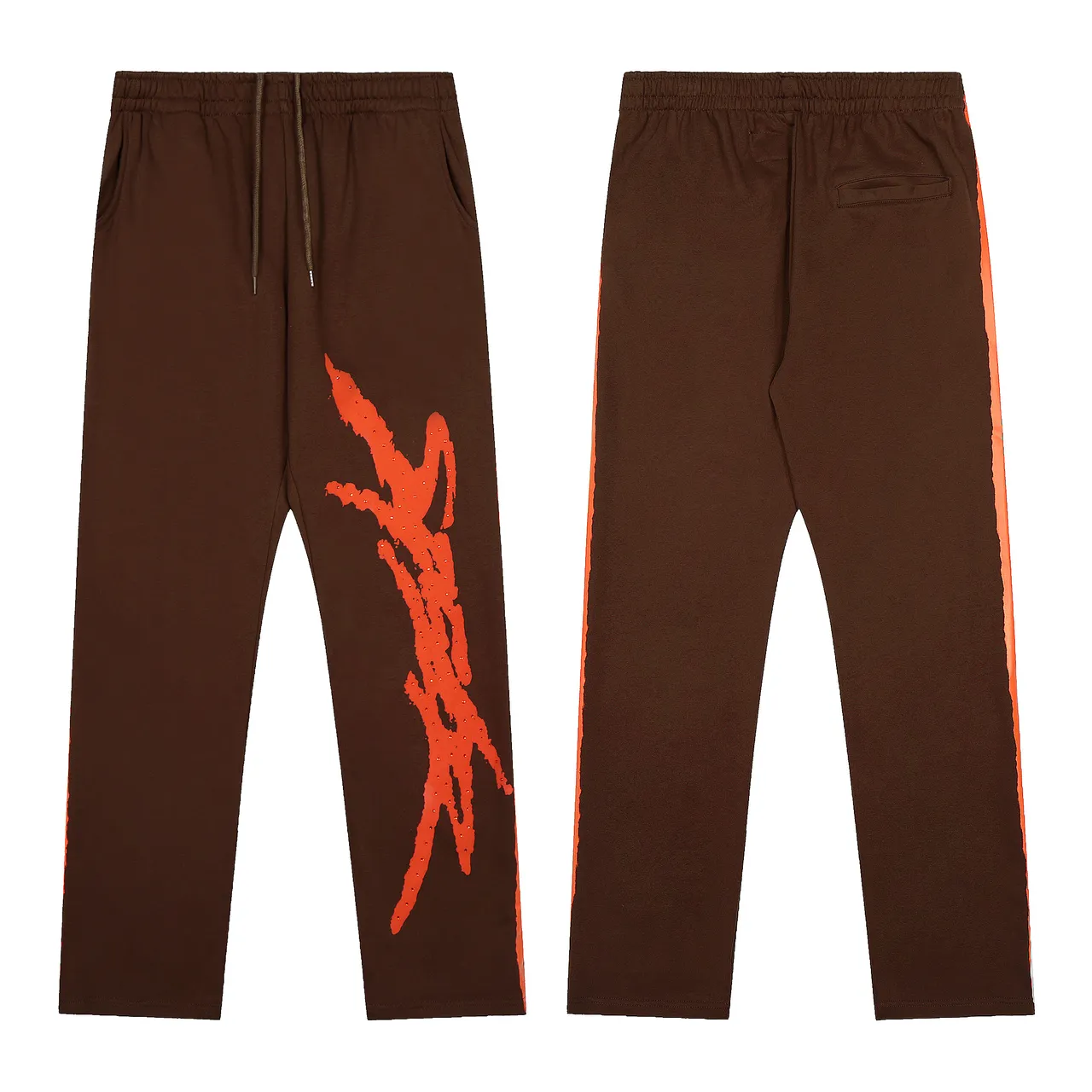 Brown or Black Graphic-Print Oversized Hoodie and Sweatpants Tracksuit