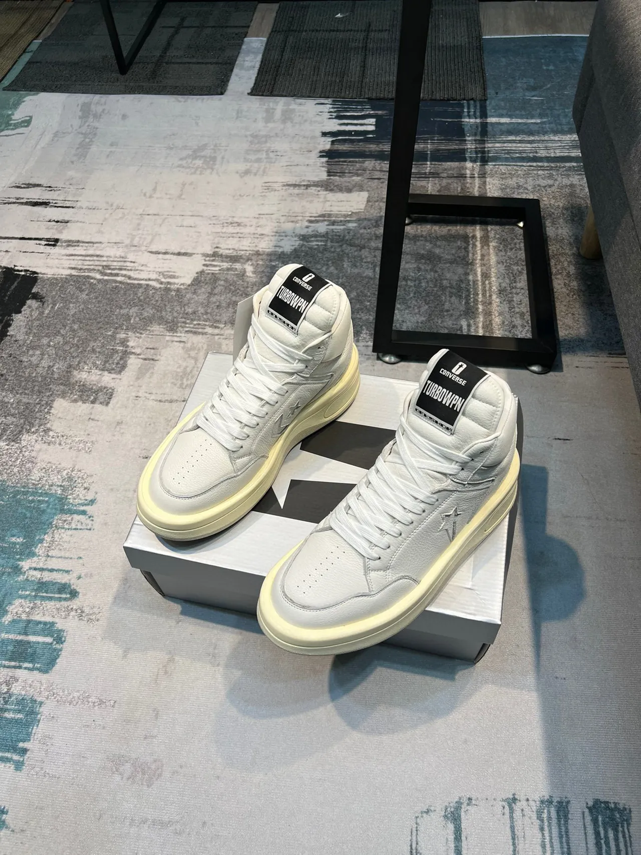 Converse White Beige High-Top Leather Upper Lifestyle Sneakers
