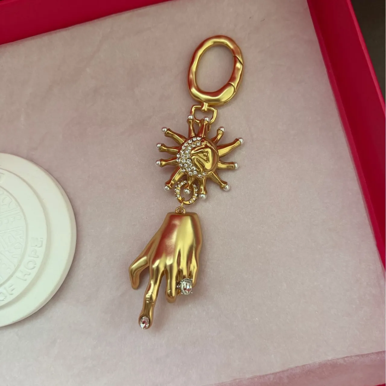 Gold White Metal Hand-Shaped Charm Bracelet