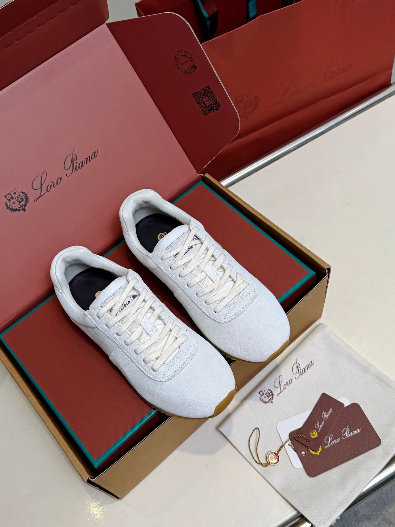 Loro Piana White Suede Low-Top Lifestyle Sneakers