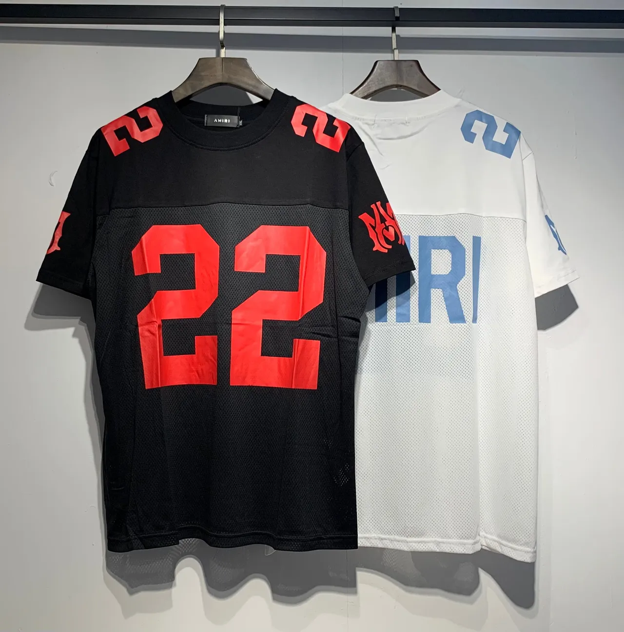 Amiri Black Red Mesh-Paneled Oversized-Number Graphic Jersey