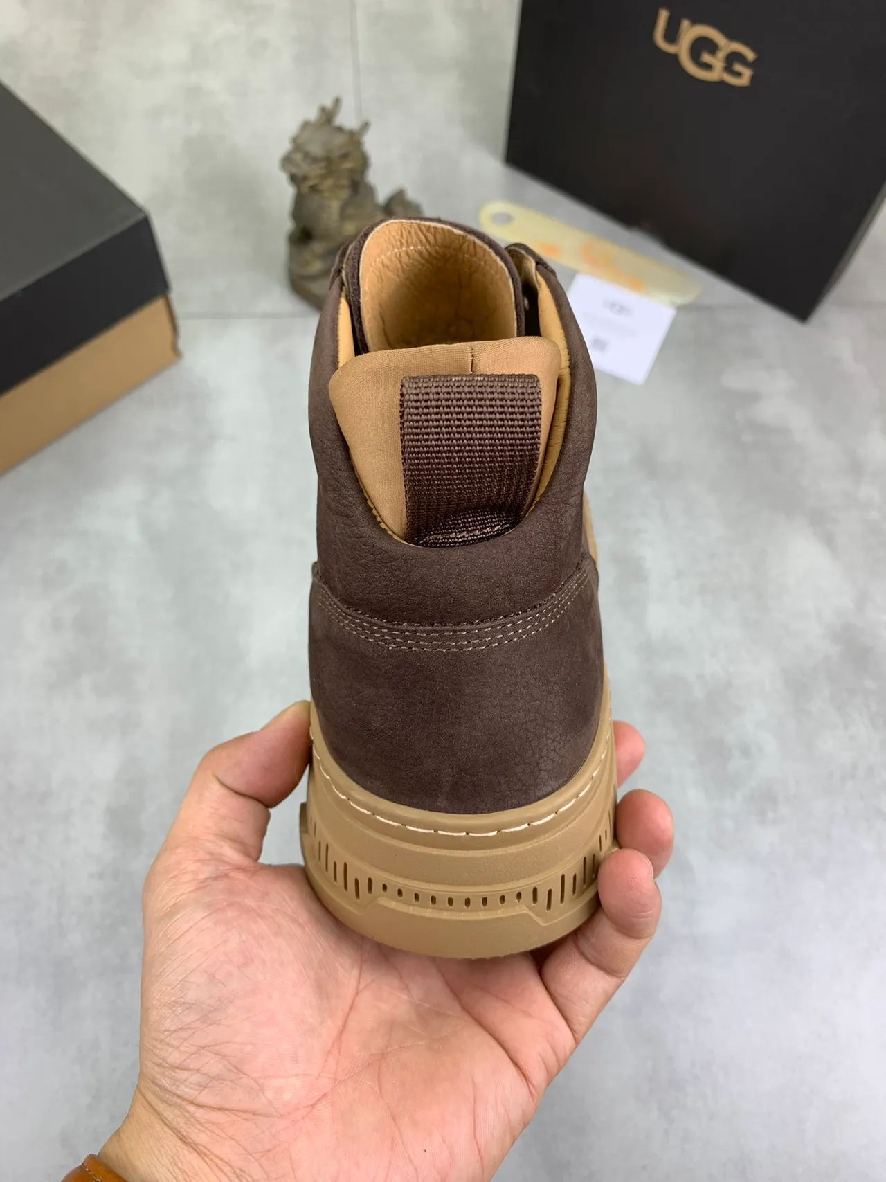 UGG Brown Beige High-Top Suede Upper Ankle Boots