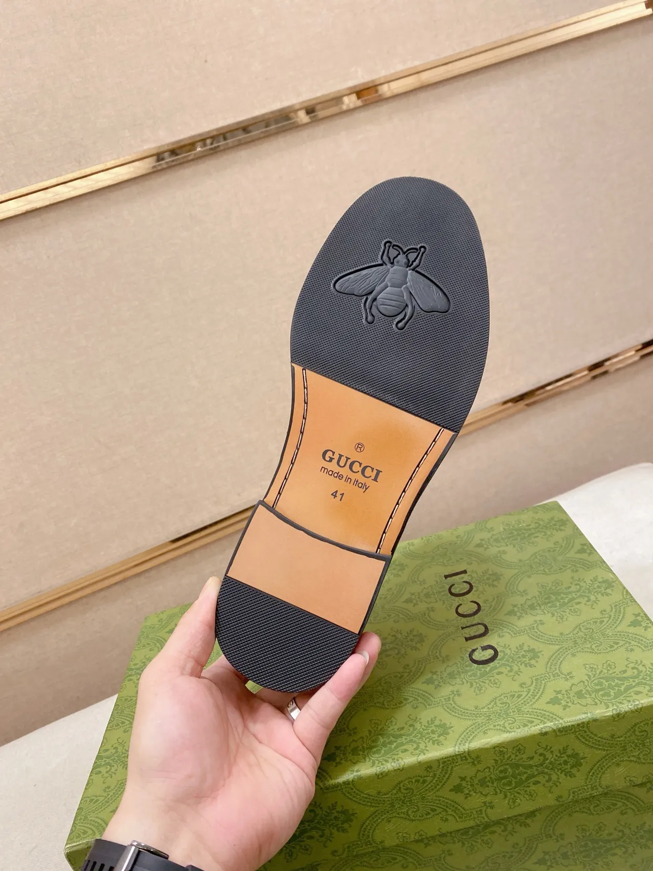 Gucci Black Green Suede Upper GG Monogram Print Loafer