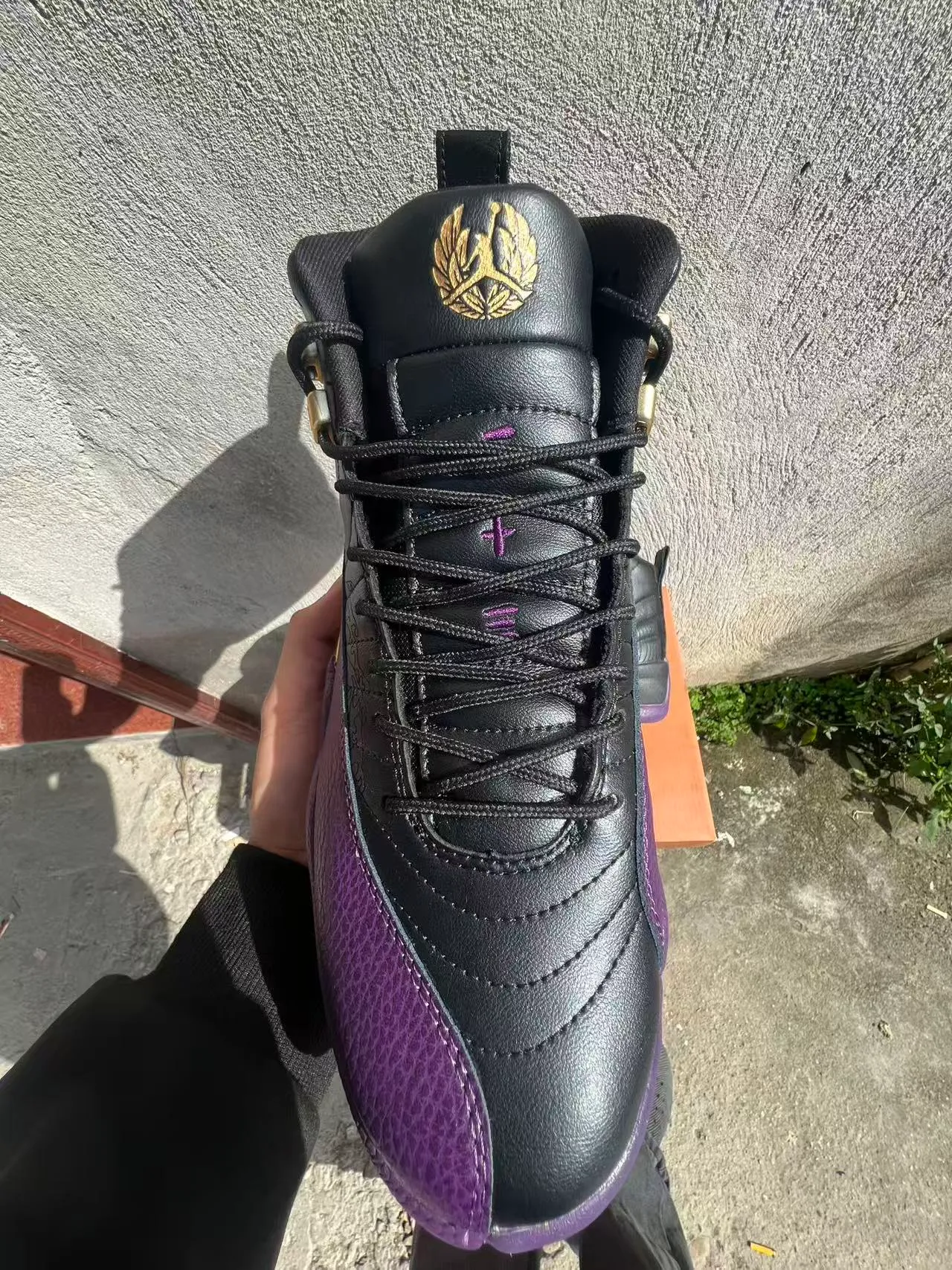 Air Jordan 12 Black Purple Gold Basketball Shoes