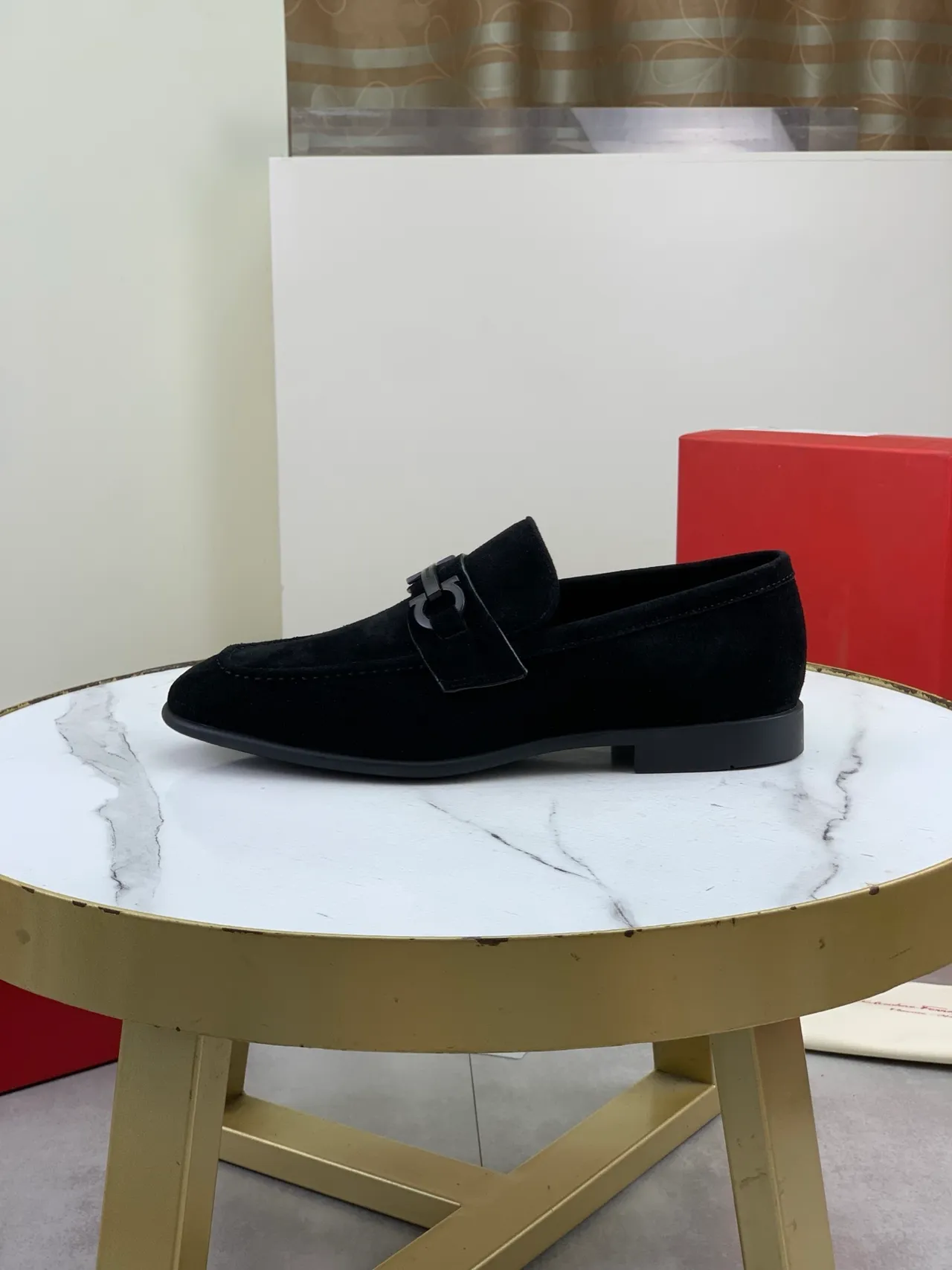 Salvatore Ferragamo Gancini Loafer Black Suede Loafers