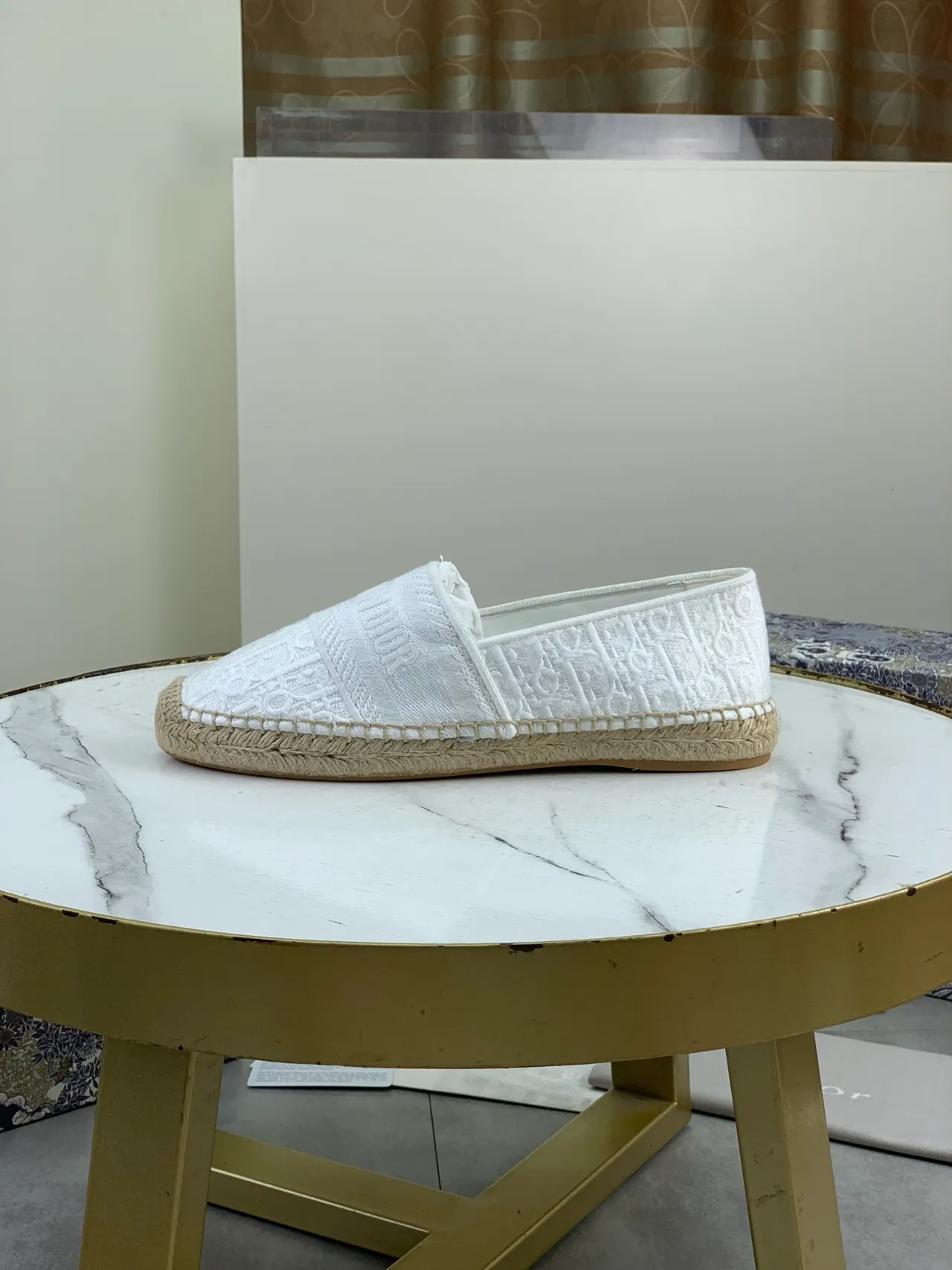 Dior Espadrille White Jacquard Oblique Slip-On Boat Shoes