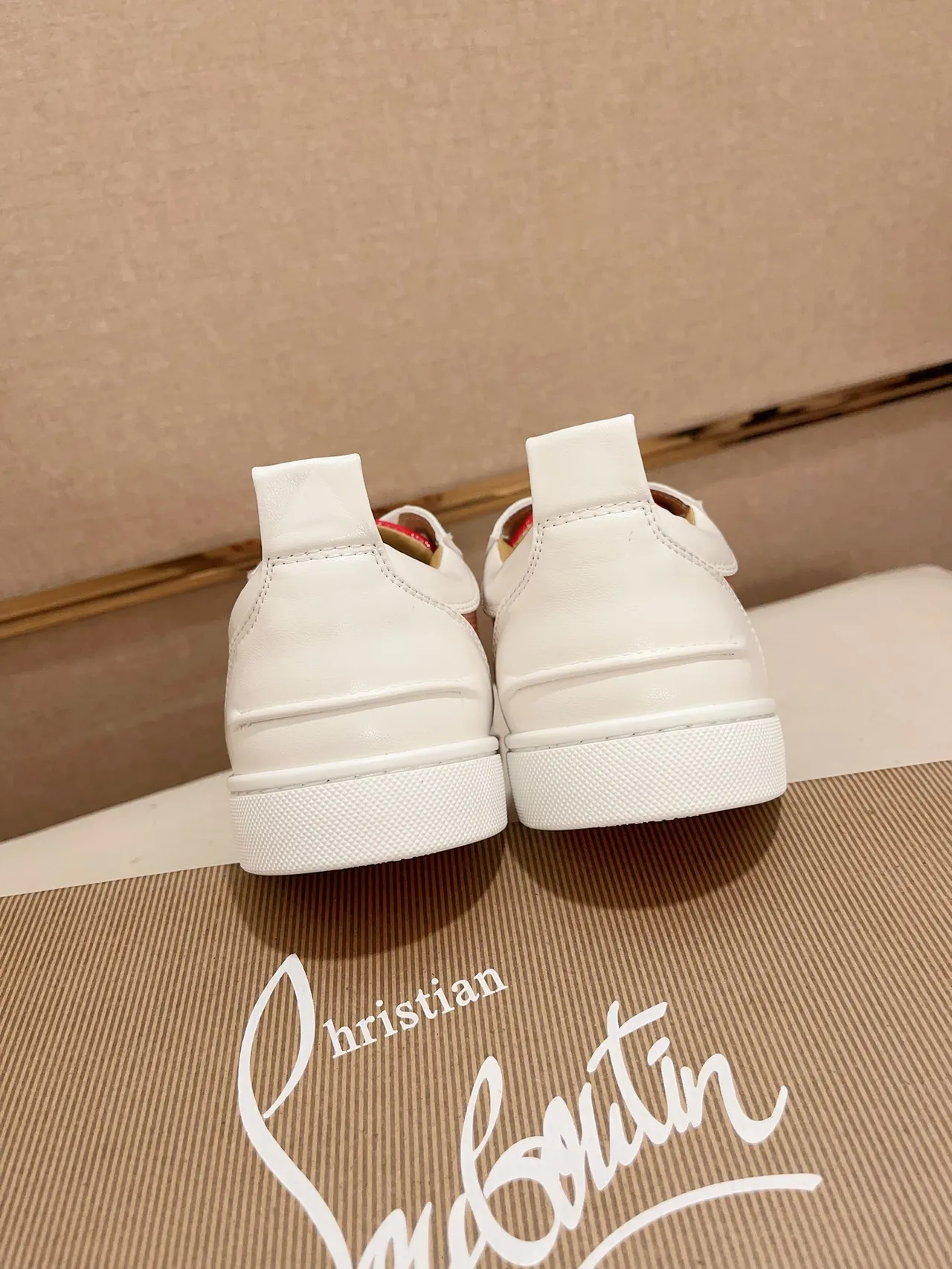Christian Louboutin Pink White Low-Top Mixed-Material Upper Lifestyle Sneakers