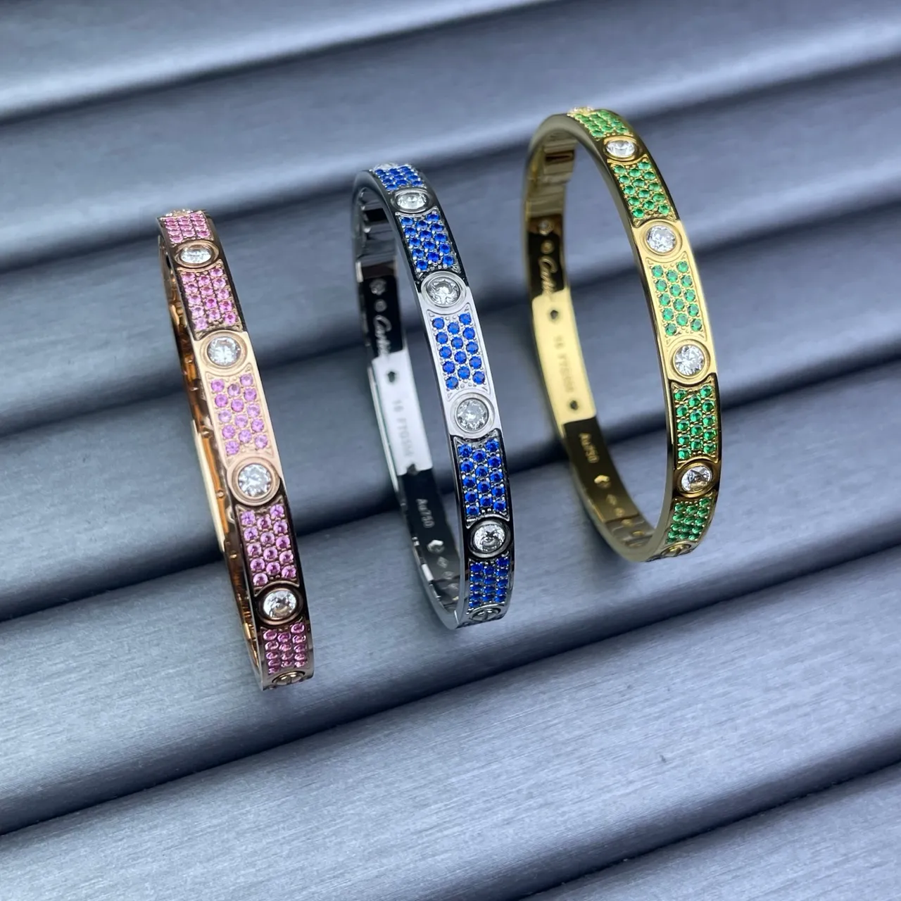 Cartier Juste un Clou Pavé Gemstone Bangle Bracelets