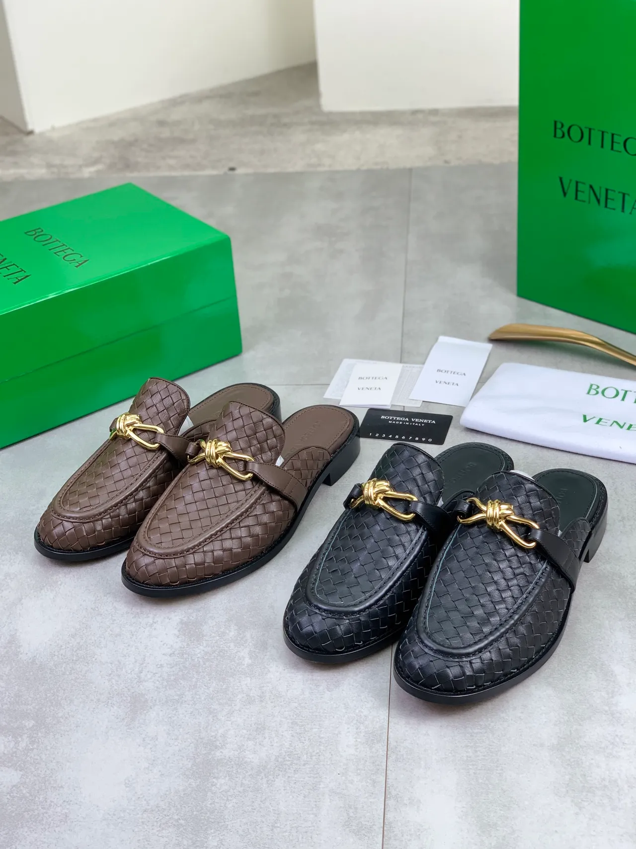 Bottega Veneta Andiamo Brown Intrecciato Woven Leather Loafers