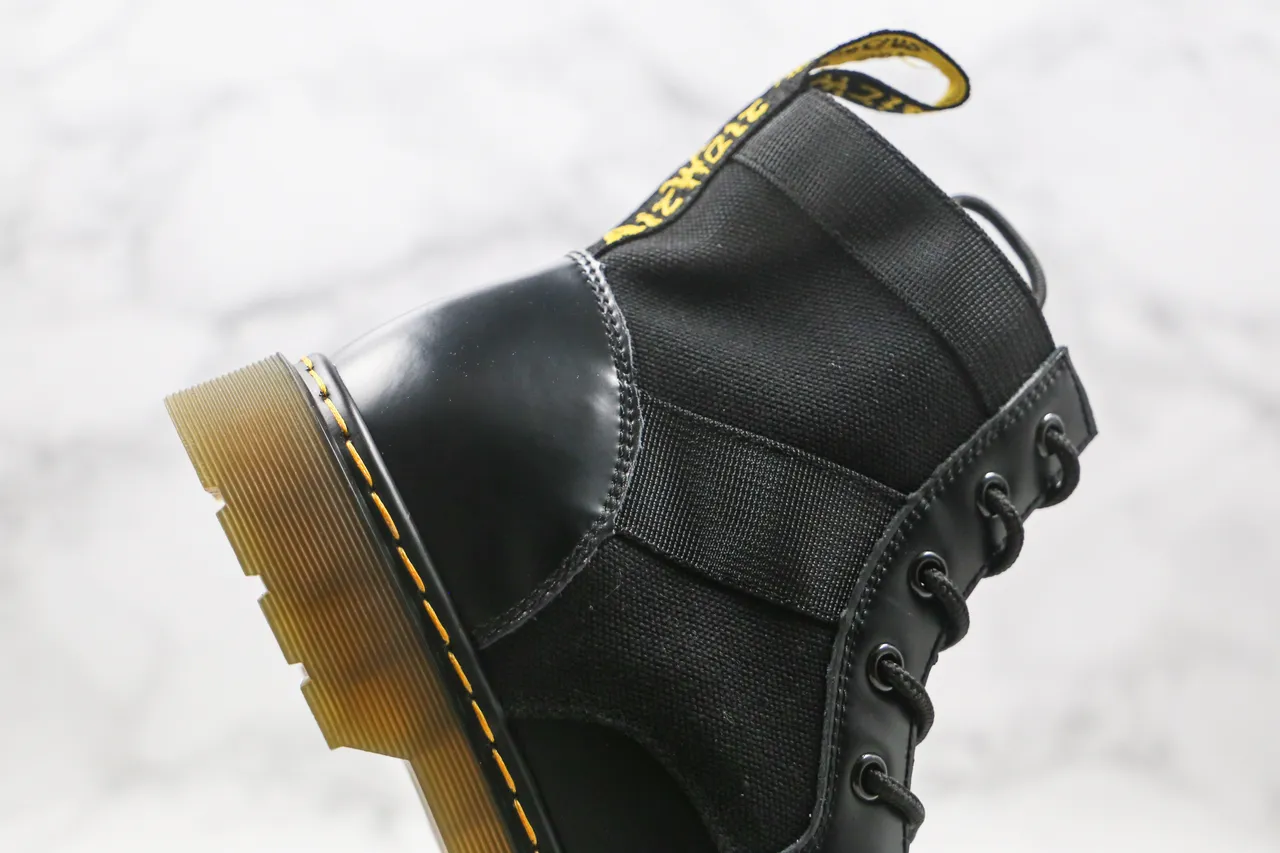 Dr. Martens Black Mixed-Material Lace-Up Ankle Boot