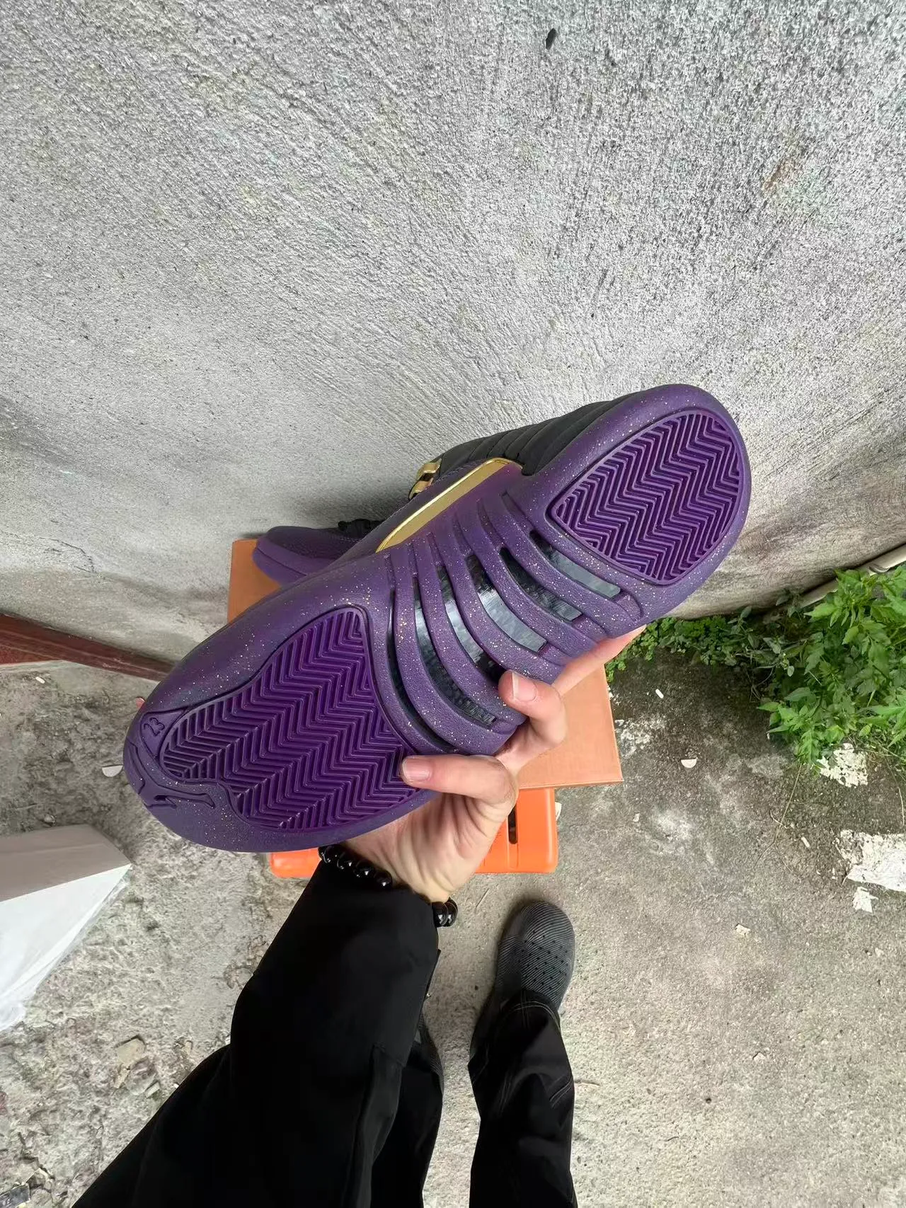 Air Jordan 12 Black Purple Gold Basketball Shoes
