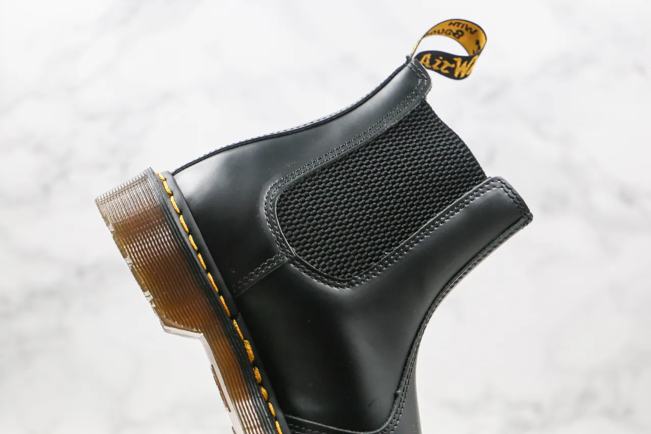 Dr. Martens Chelsea Boot Black Yellow Smooth Leather Welt Stitching Chelsea Boots