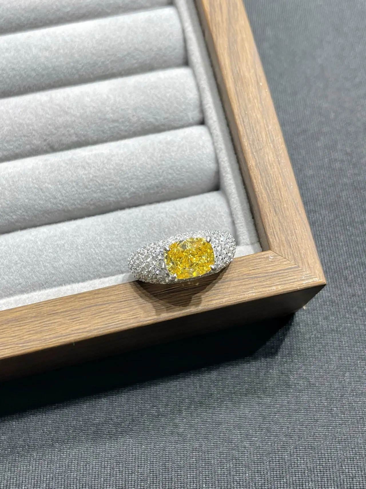 Yellow Cushion-Cut Pavé Stud Earrings