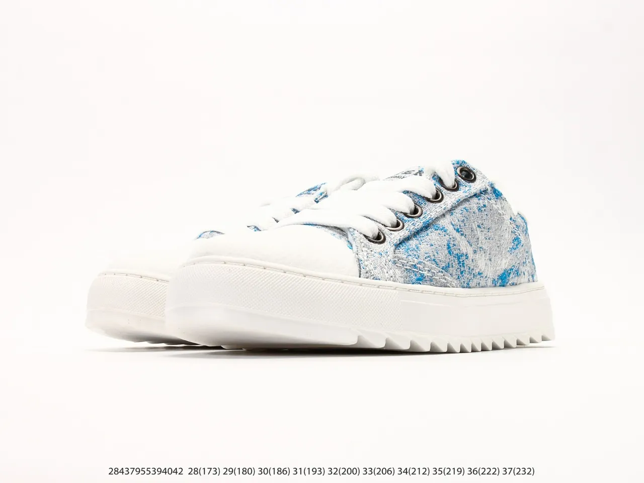 Purple and White Abstract Print Platform Sneakers