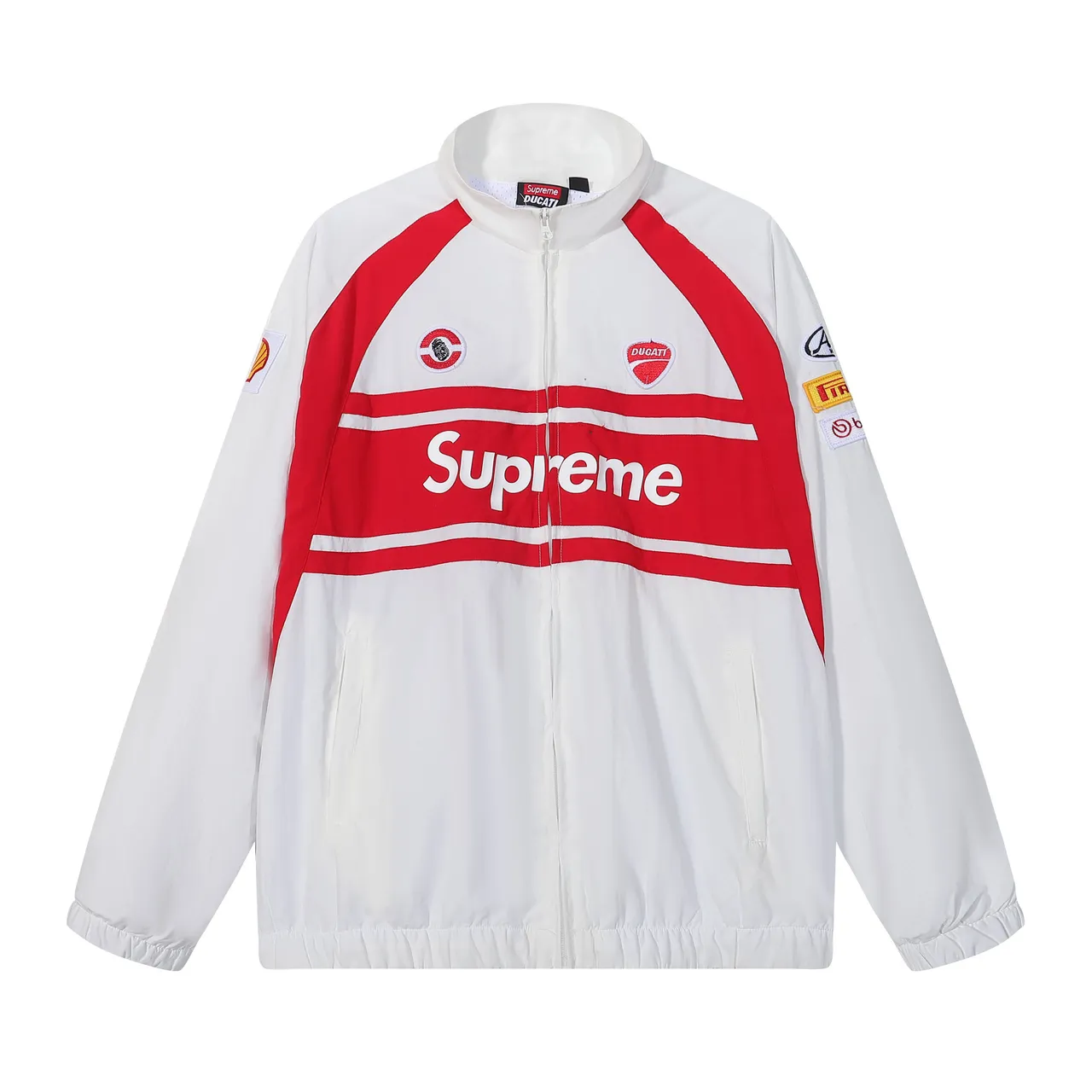 Supreme Ducati Racing White Red Zip-Up Windbreaker Jacket Tracksuit