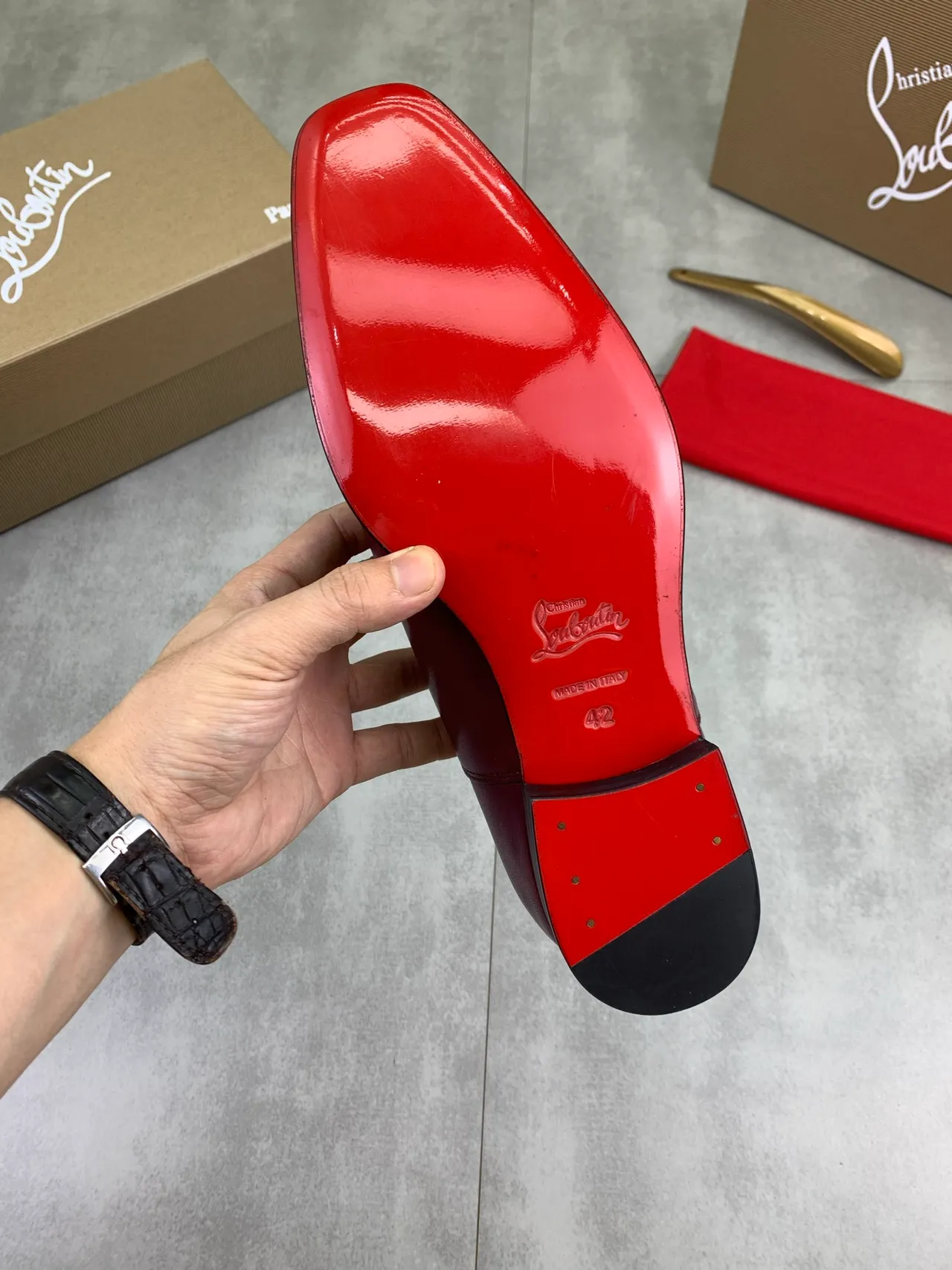 Christian Louboutin Burgundy Cap-Toe Oxford Shoes